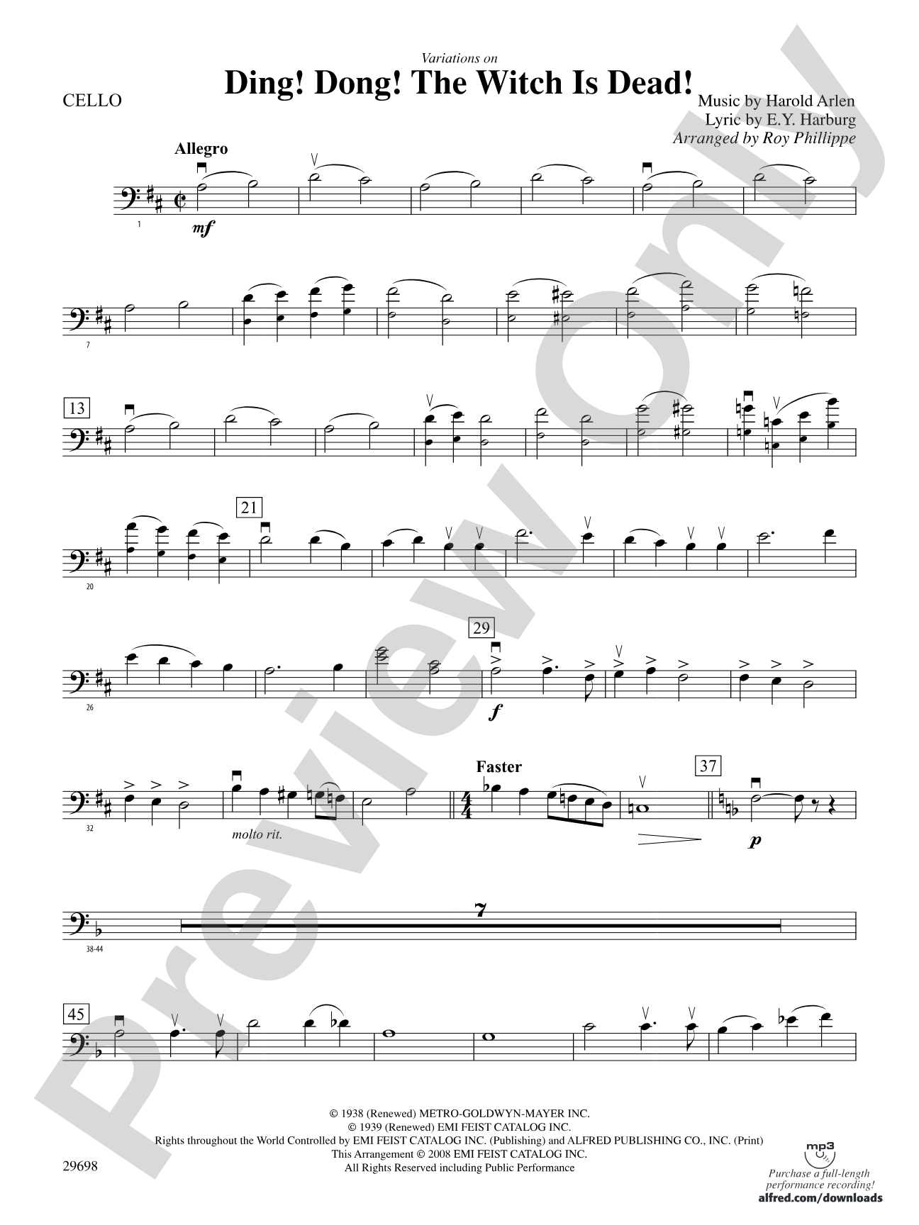 Variations on Ding! Dong! The Witch Is Dead!: Cello