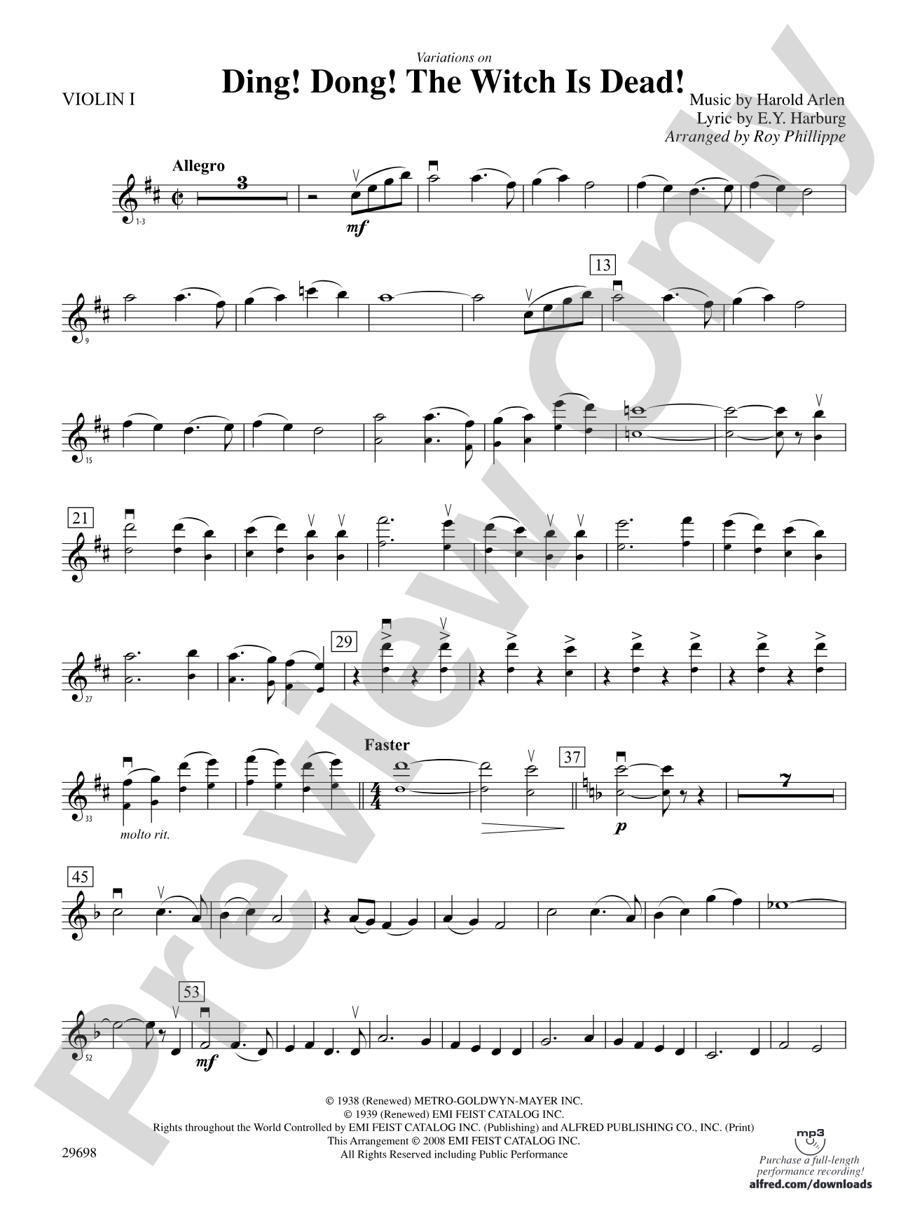 Variations on Ding! Dong! The Witch Is Dead!: 1st Violin