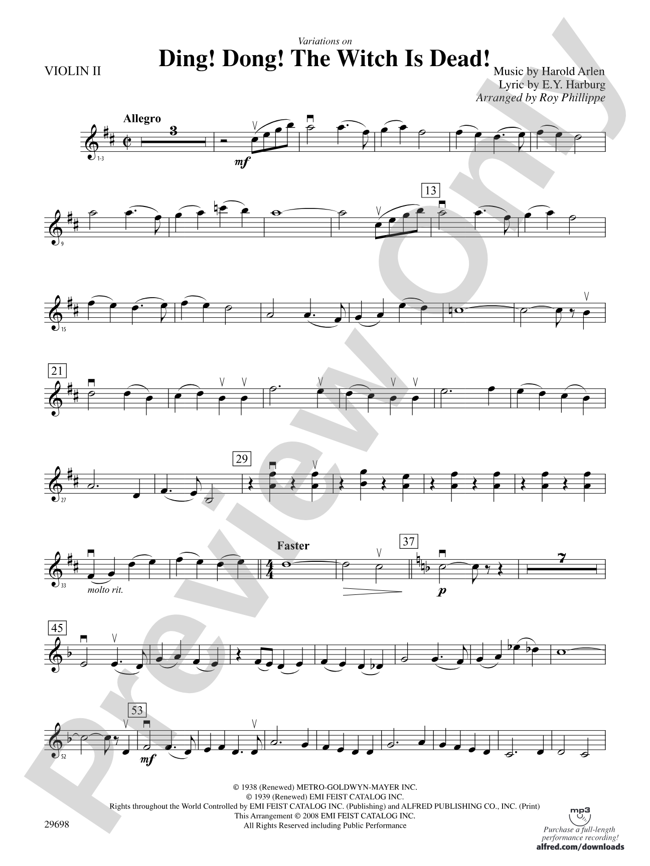 Variations on Ding! Dong! The Witch Is Dead!: 2nd Violin