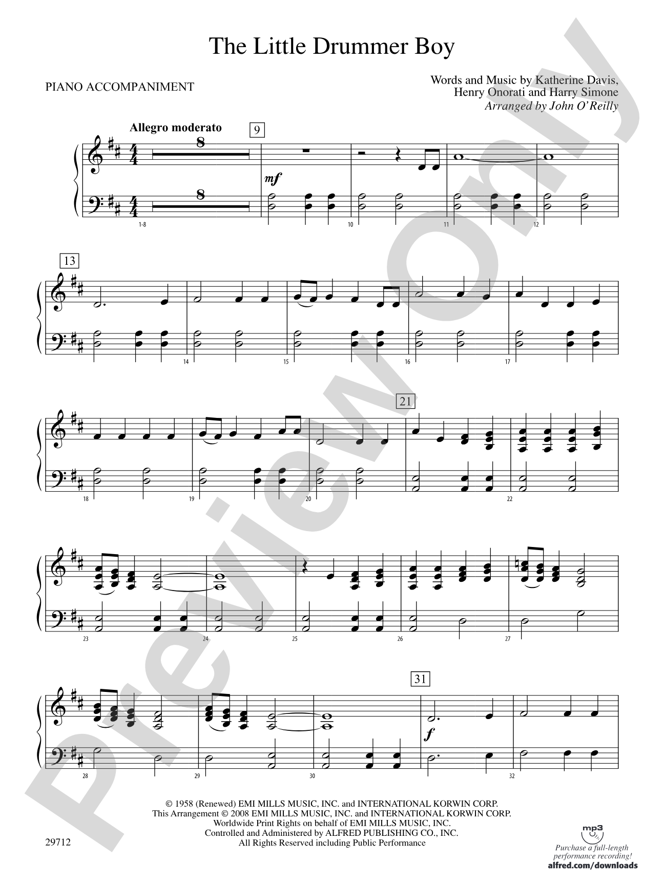 The Little Drummer Boy: Piano Accompaniment