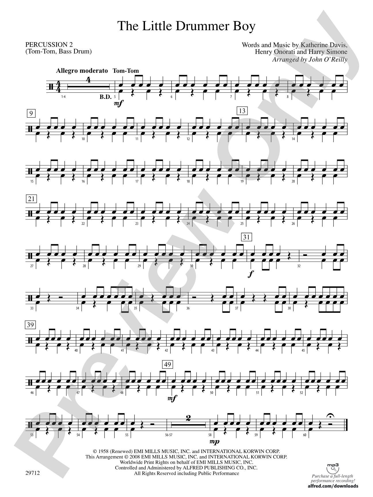 The Little Drummer Boy: 2nd Percussion