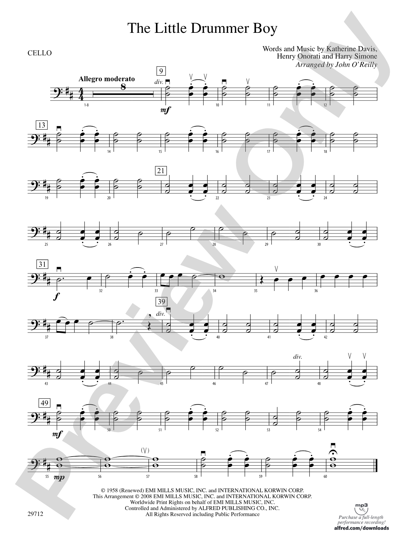 The Little Drummer Boy: Cello