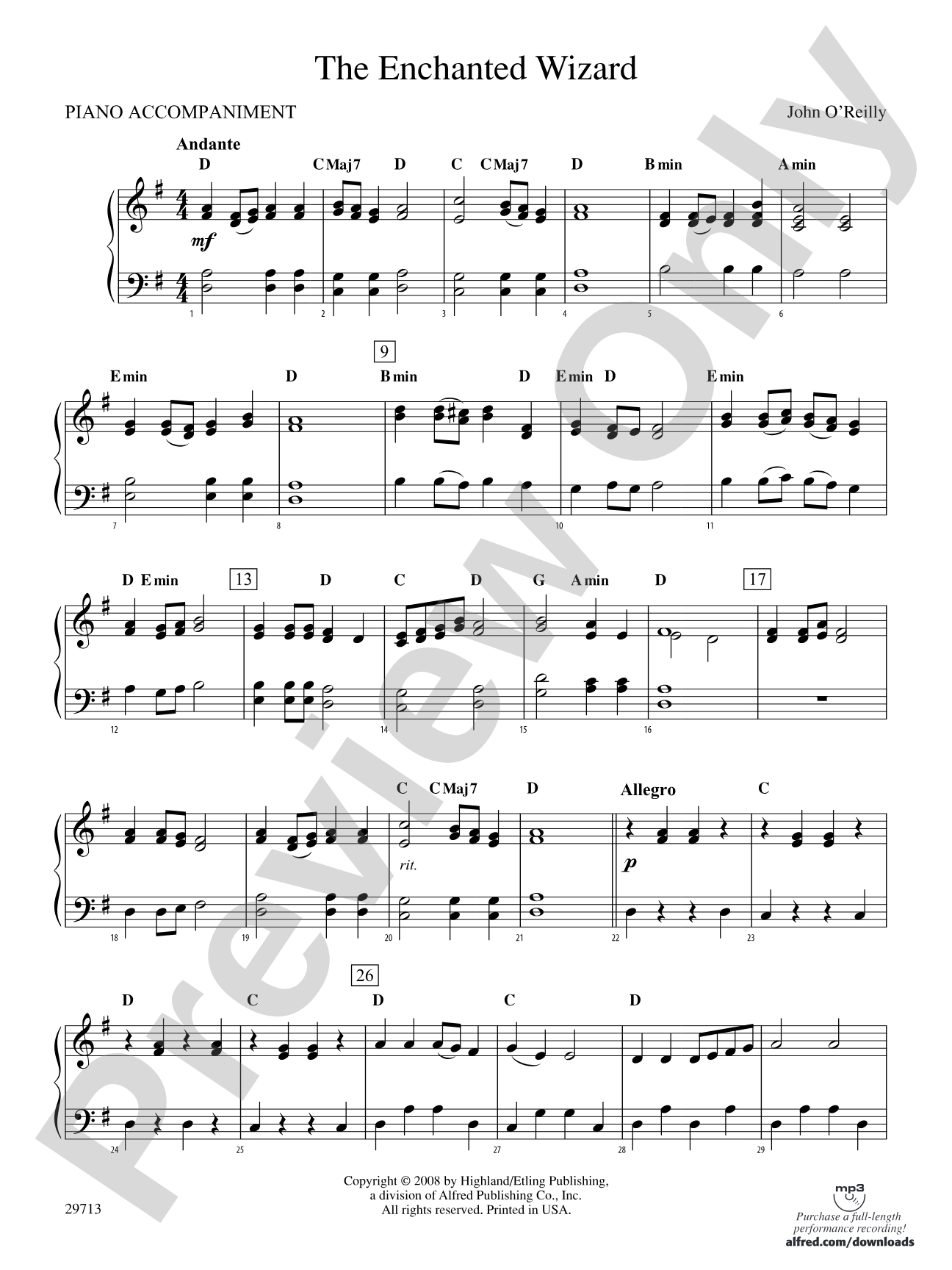 The Enchanted Wizard: Piano Accompaniment
