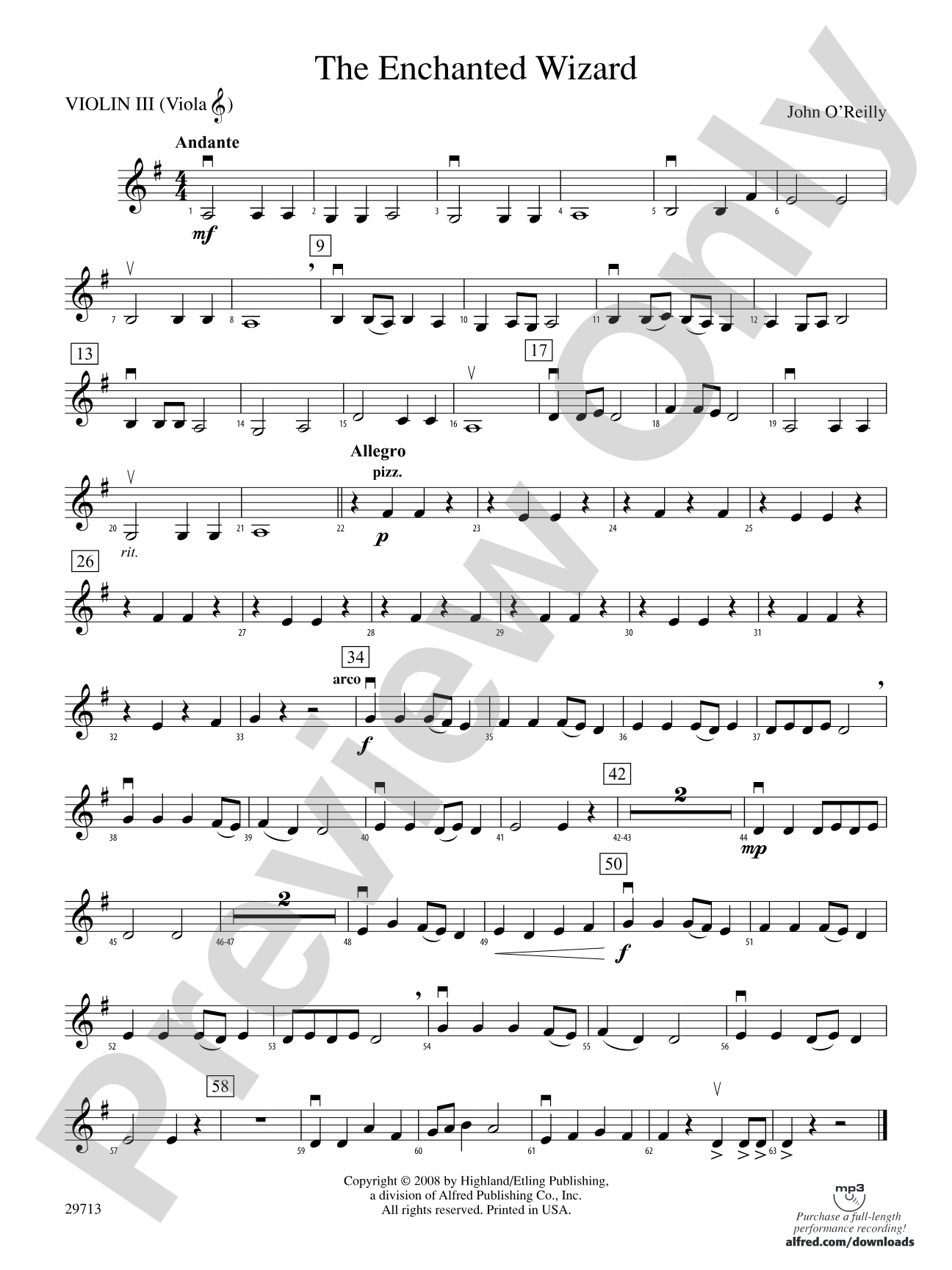 The Enchanted Wizard: 3rd Violin (Viola [TC])