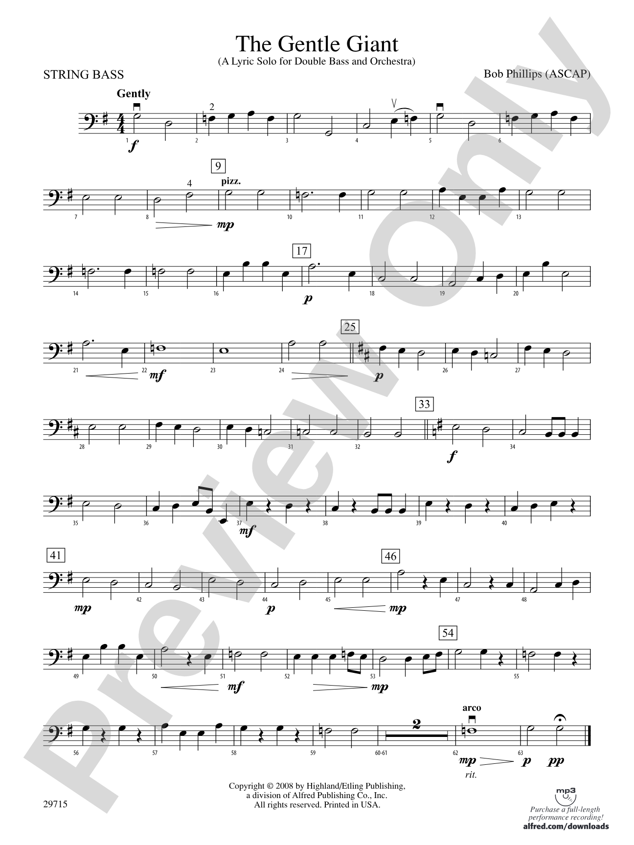 The Gentle Giant (A Lyric Solo for Double Bass and Orchestra): String Bass