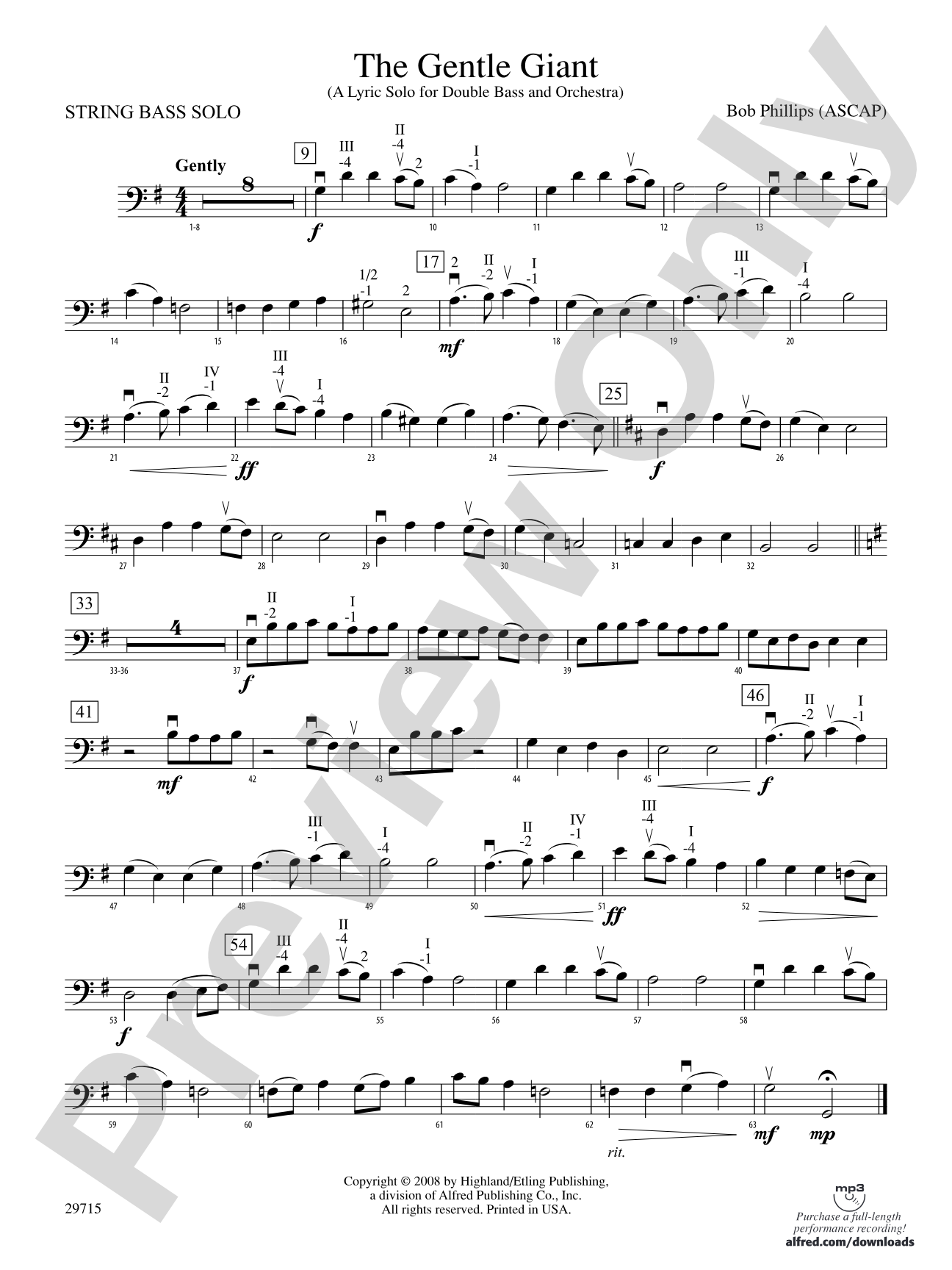 The Gentle Giant (A Lyric Solo for Double Bass and Orchestra): Solo String Bass