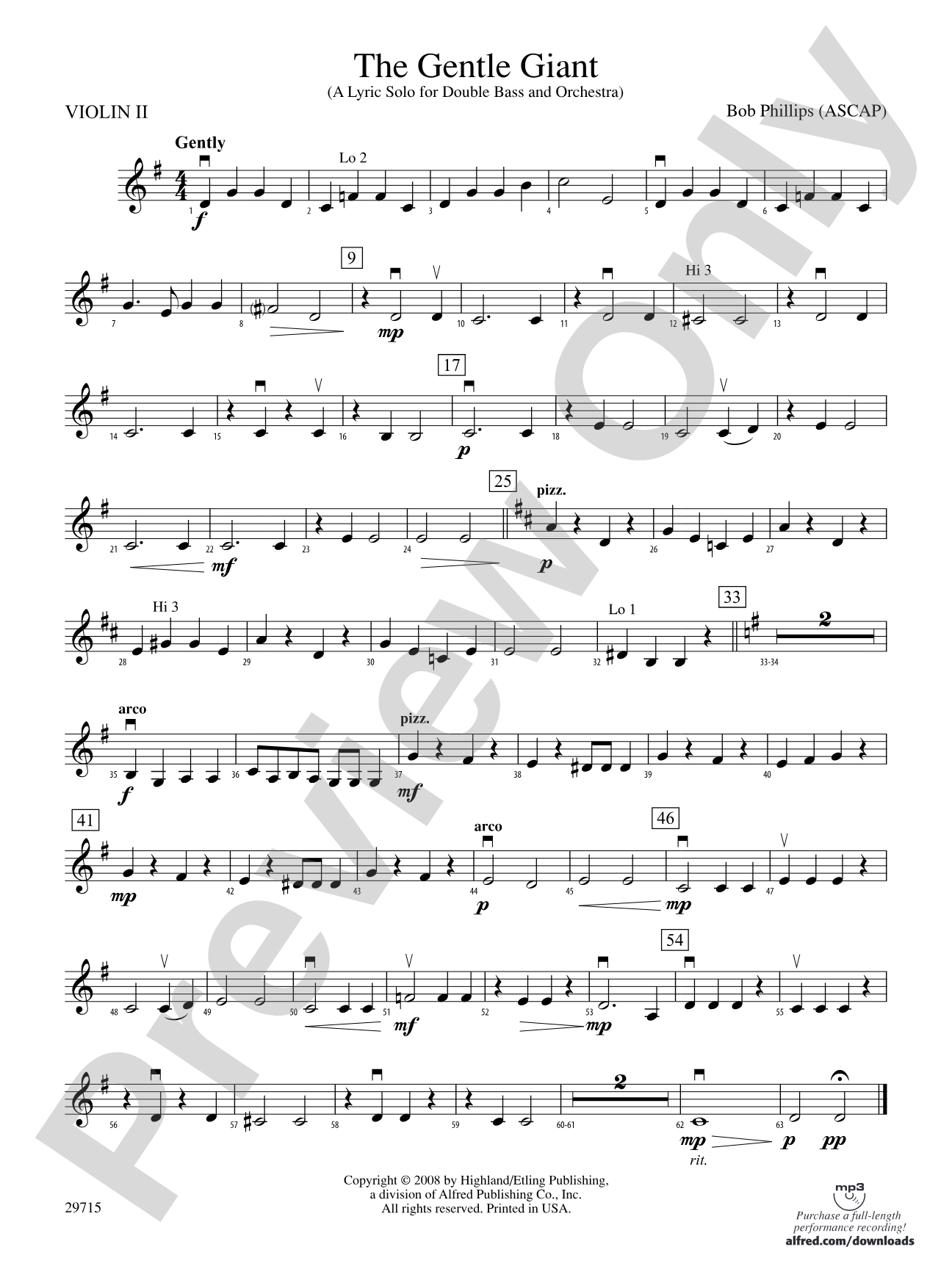 The Gentle Giant (A Lyric Solo for Double Bass and Orchestra): 2nd Violin