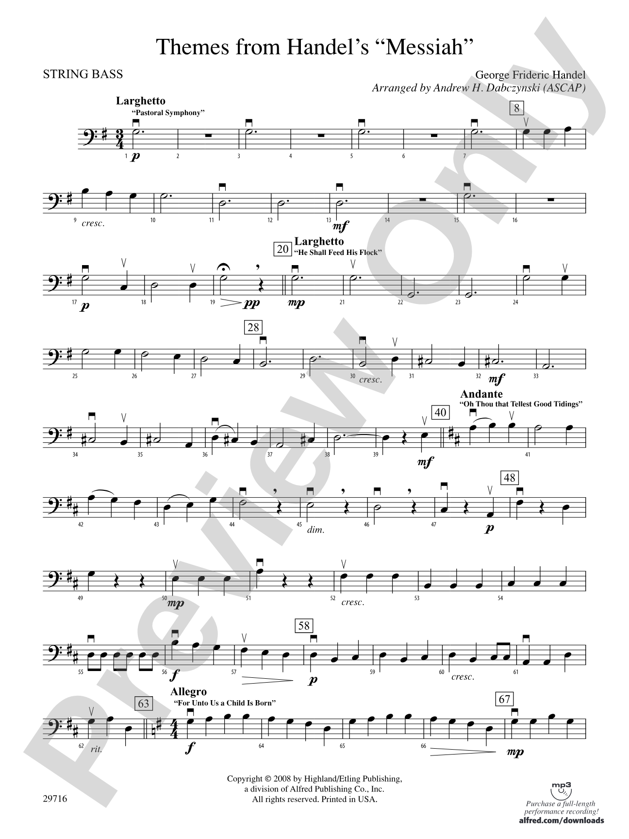 Themes from Handel's Messiah: String Bass