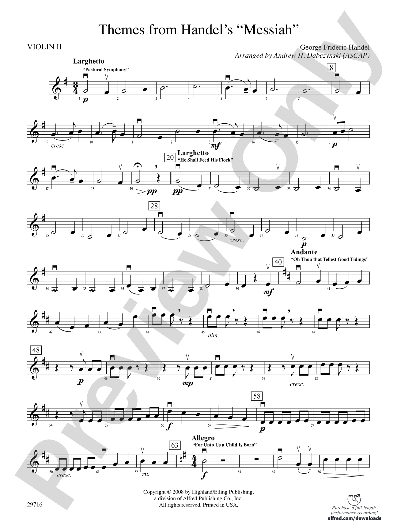 Themes from Handel's Messiah: 2nd Violin