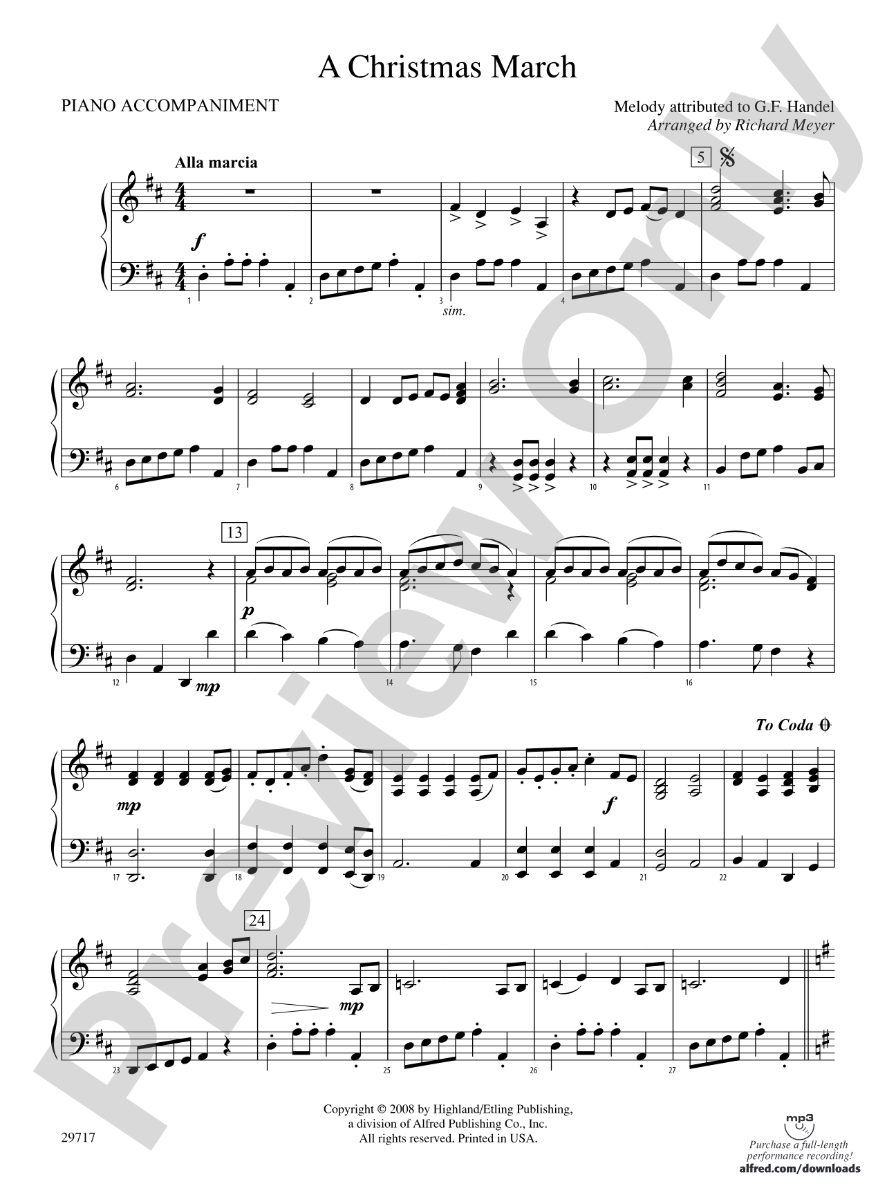 A Christmas March: Piano Accompaniment
