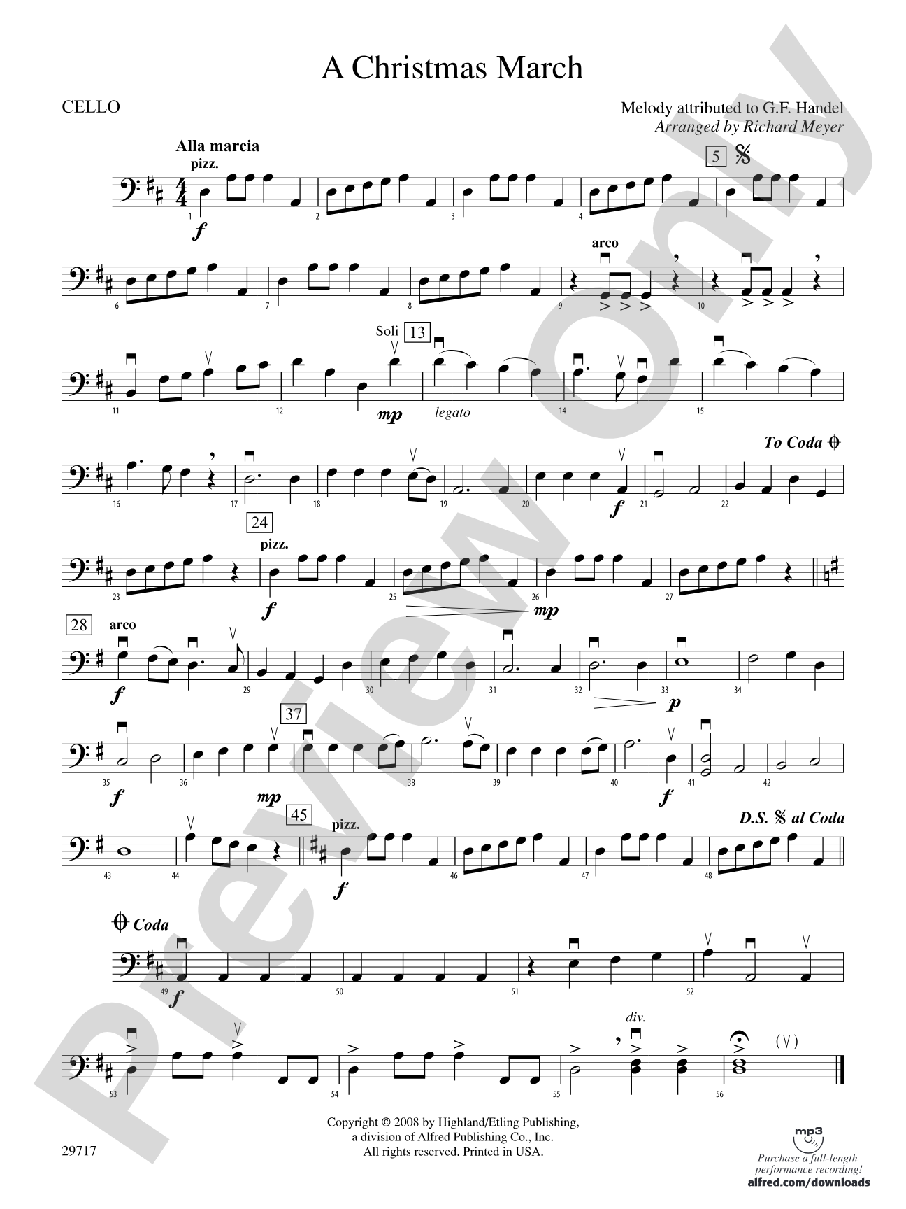 A Christmas March: Cello