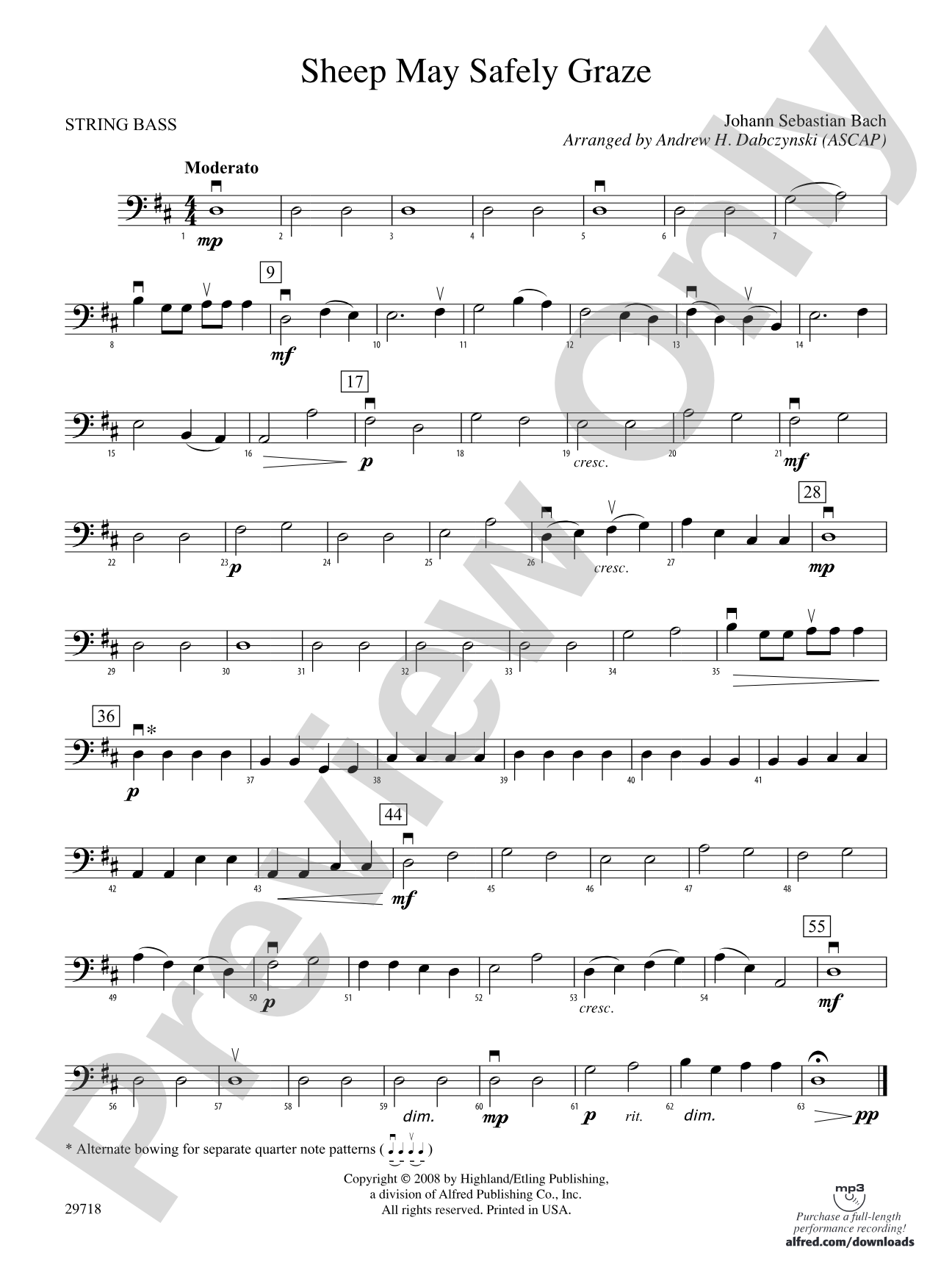 Sheep May Safely Graze: String Bass
