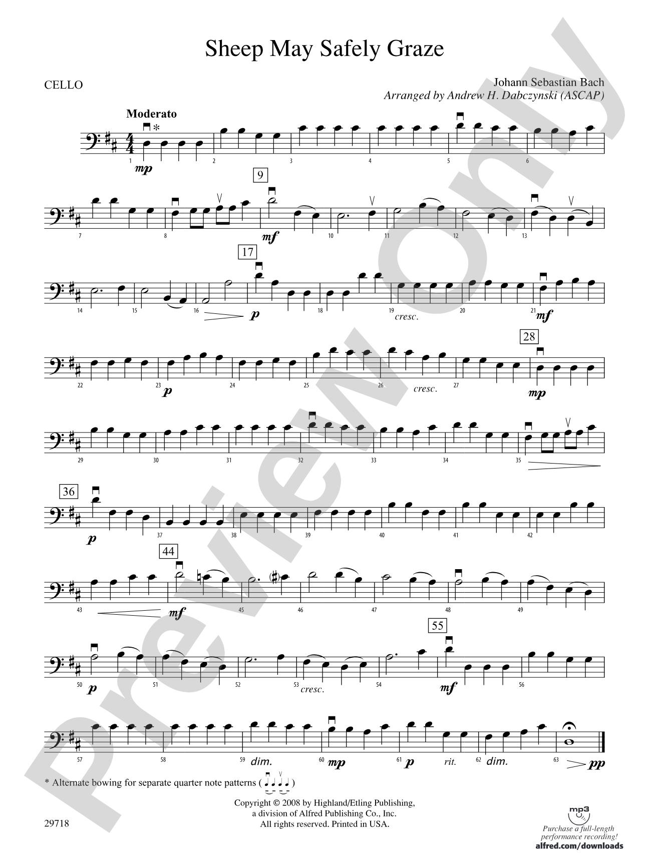 Sheep May Safely Graze: Cello