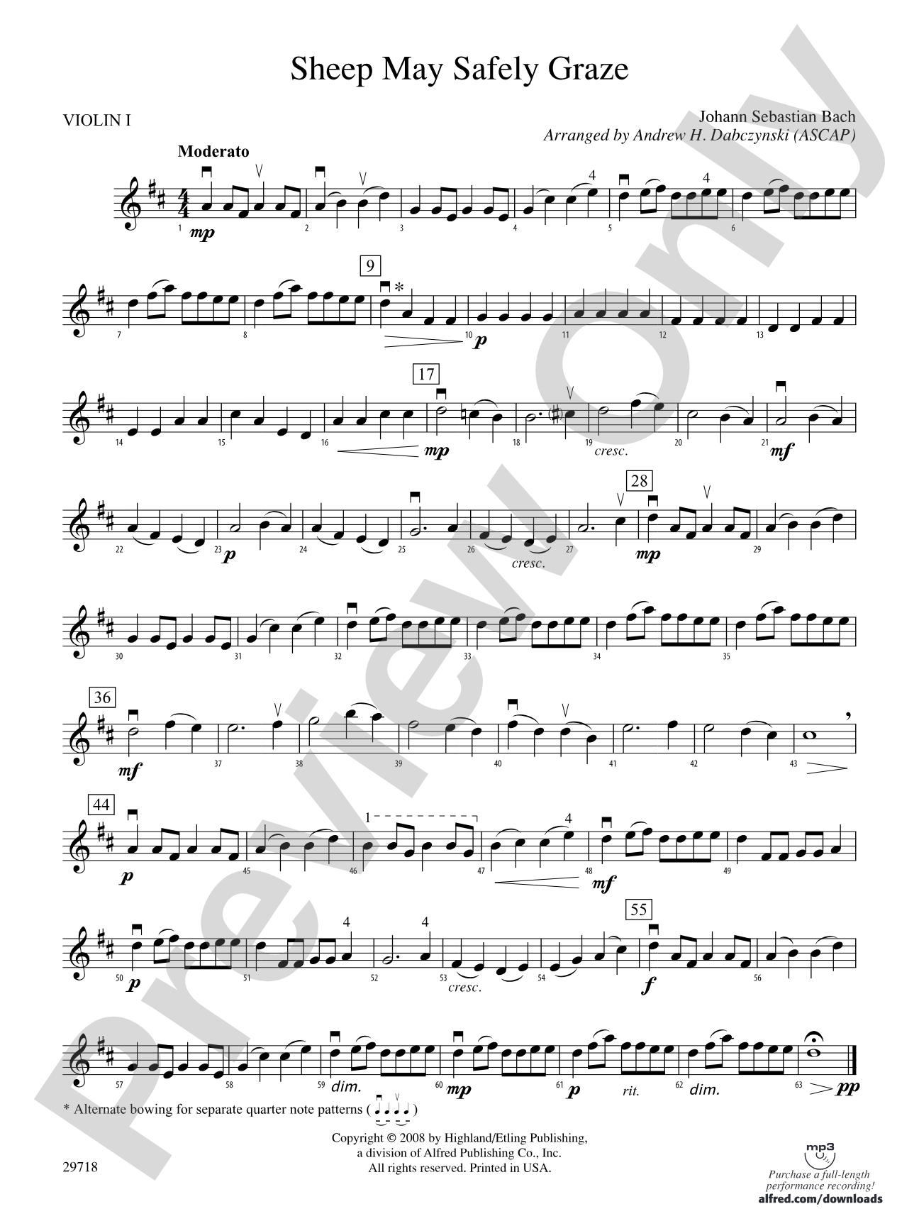 Sheep May Safely Graze: 1st Violin