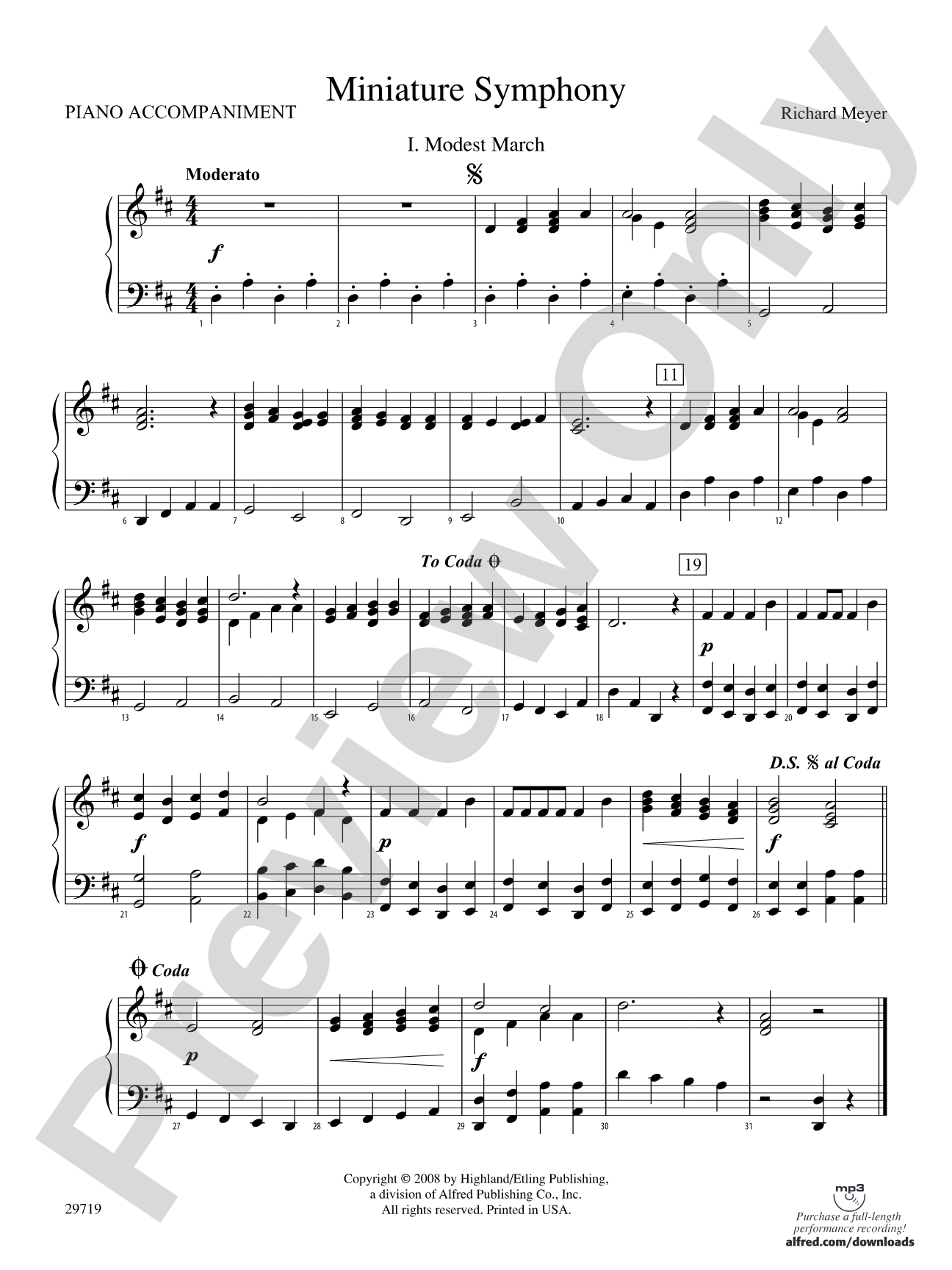 Miniature Symphony: Piano Accompaniment