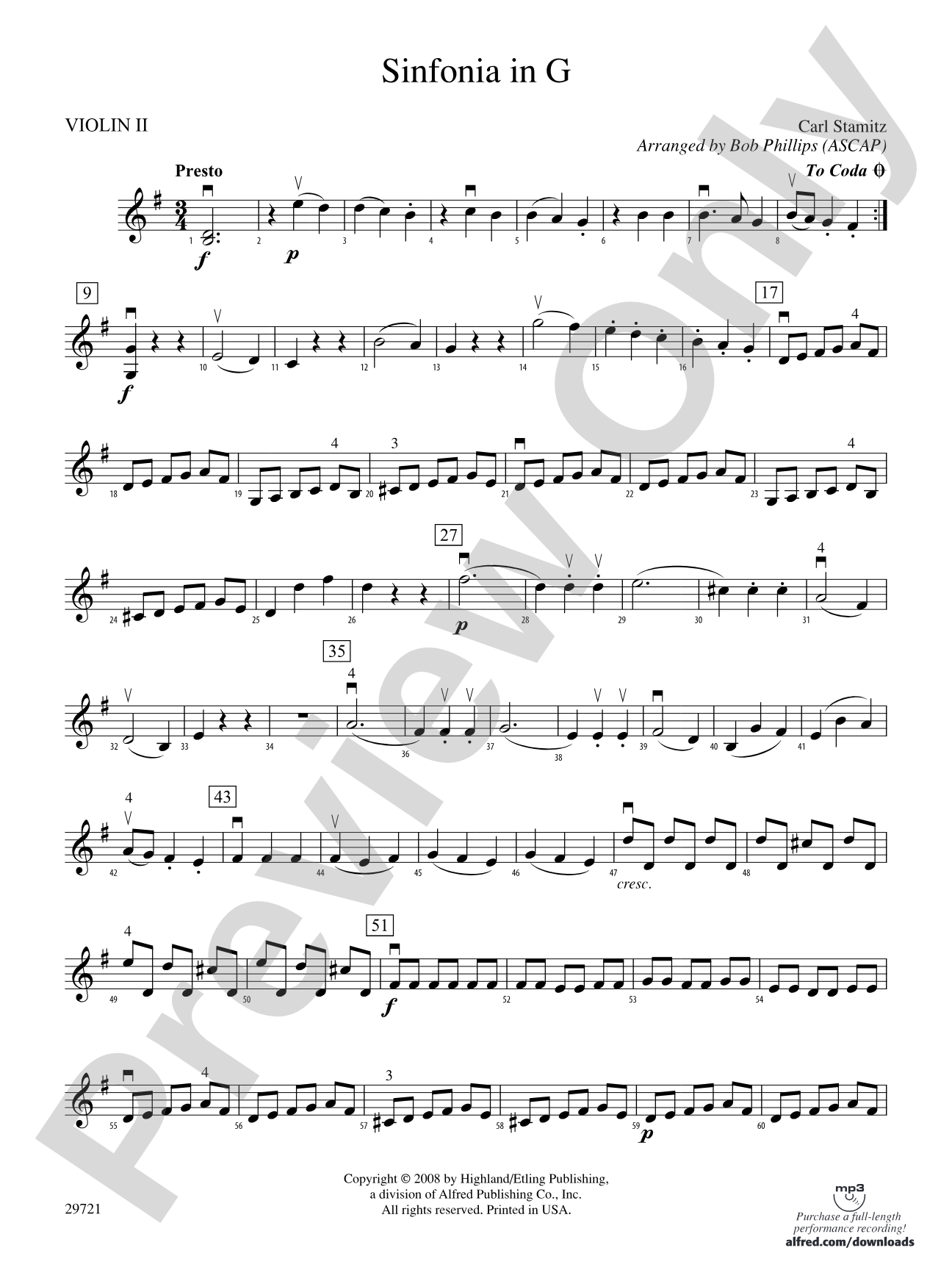Sinfonia in G: 2nd Violin
