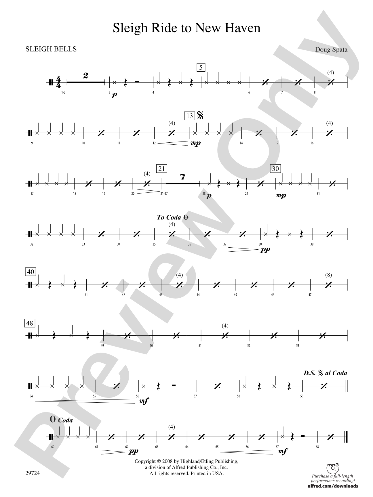 Sleigh Ride to New Haven: 1st Percussion