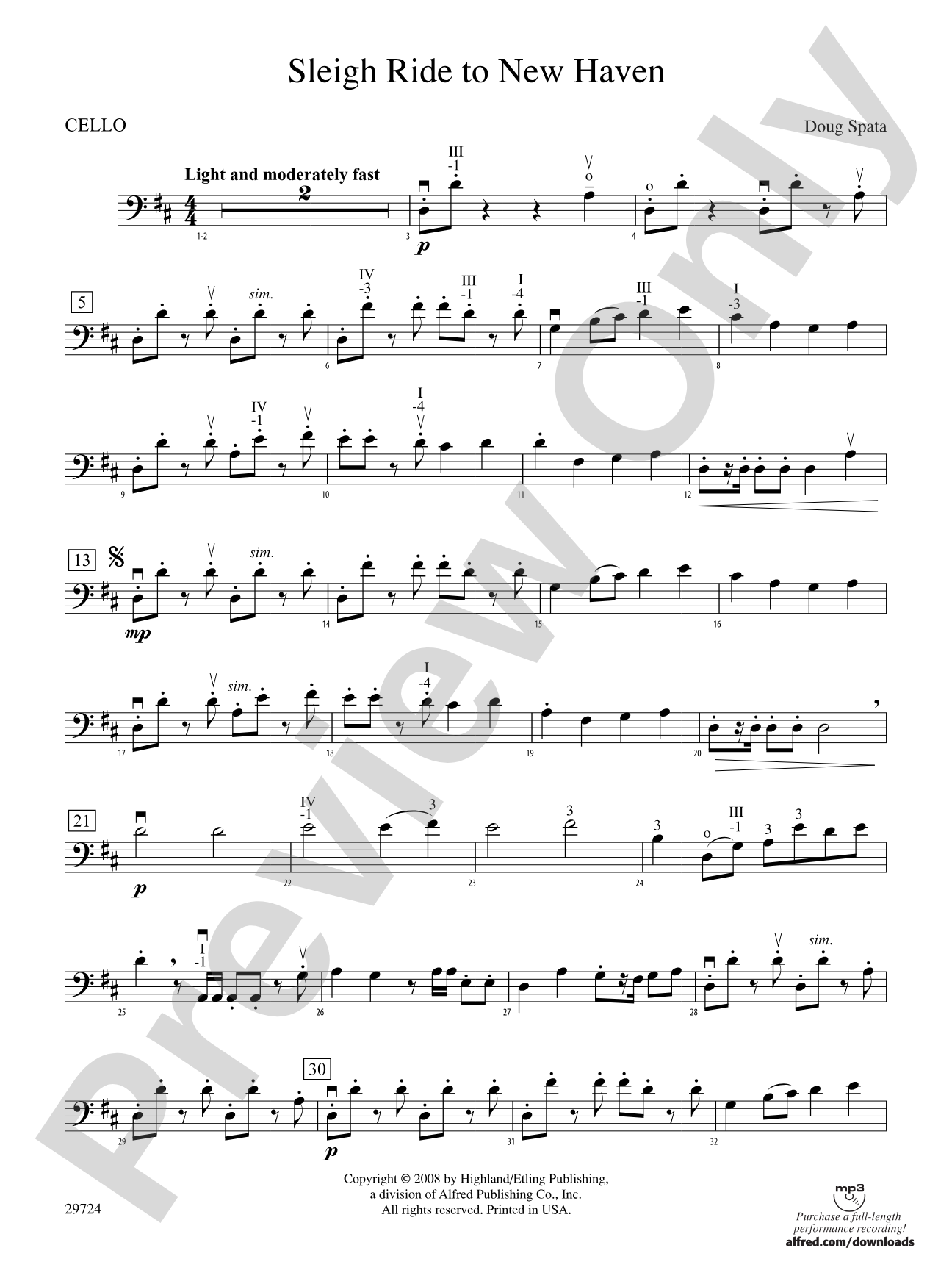 Sleigh Ride to New Haven: Cello