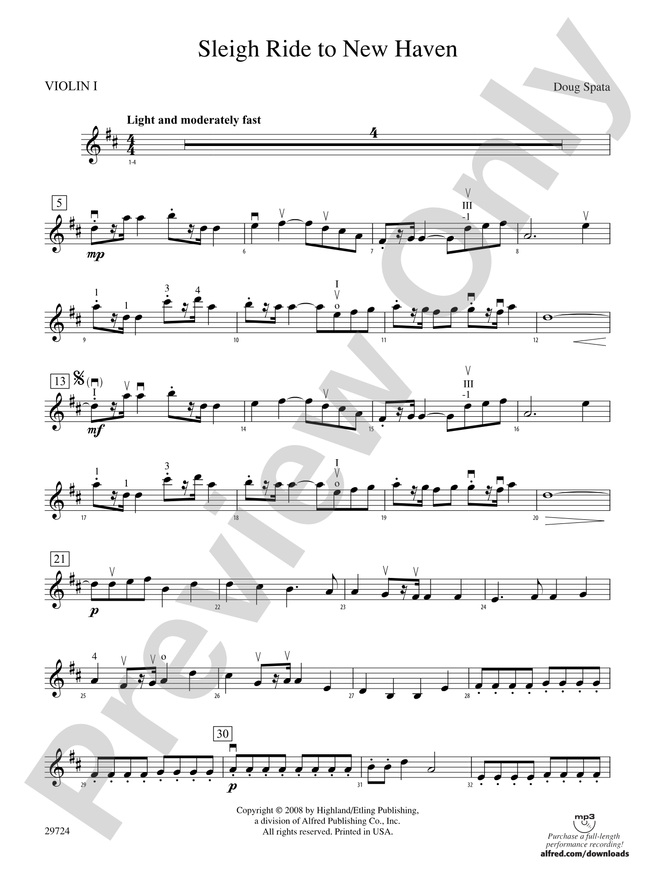 Sleigh Ride to New Haven: 1st Violin