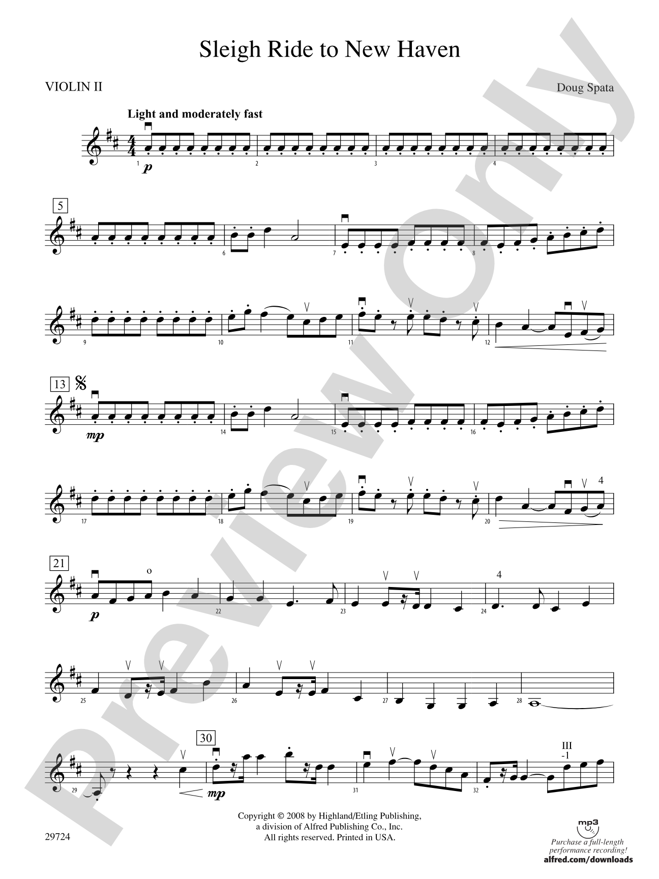 Sleigh Ride to New Haven: 2nd Violin