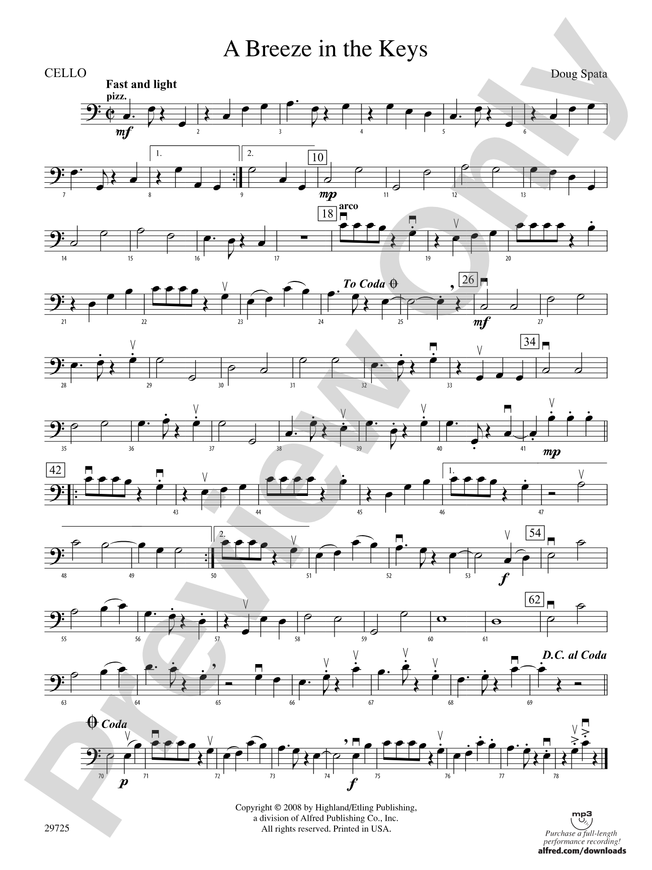 A Breeze in the Keys: Cello