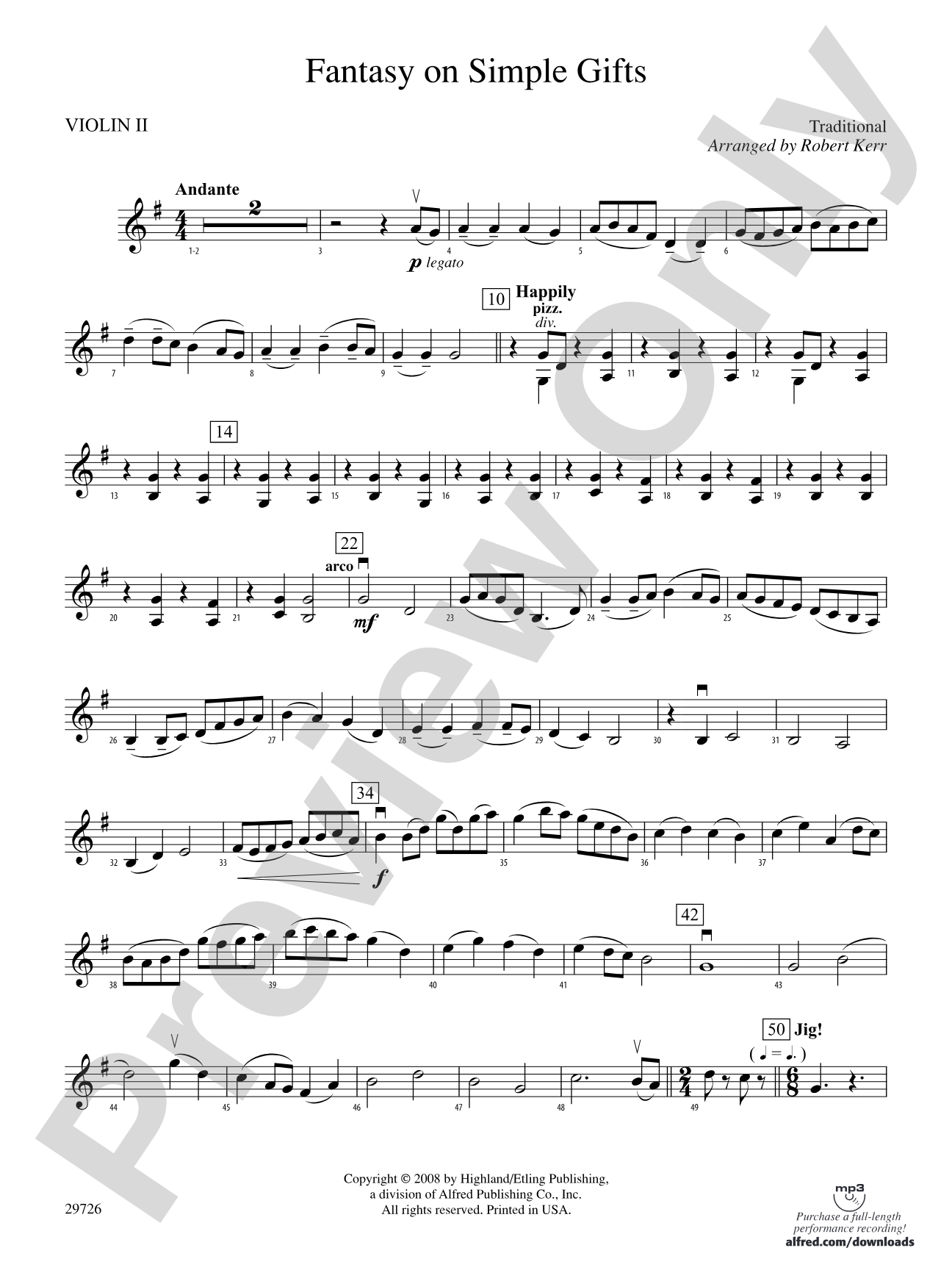 Fantasy on Simple Gifts: 2nd Violin