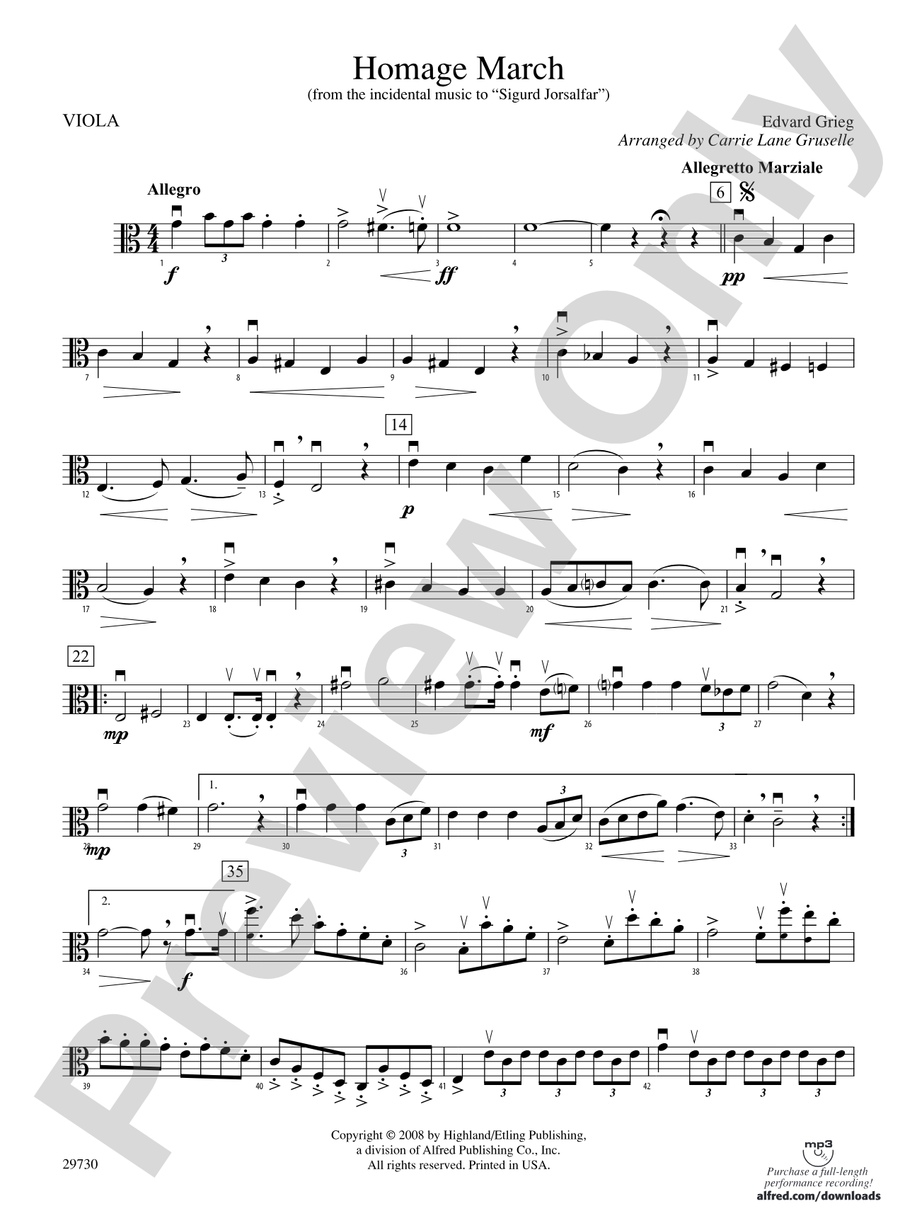 Homage March (from the incidental music to Sigurd Jorsalfar): Viola