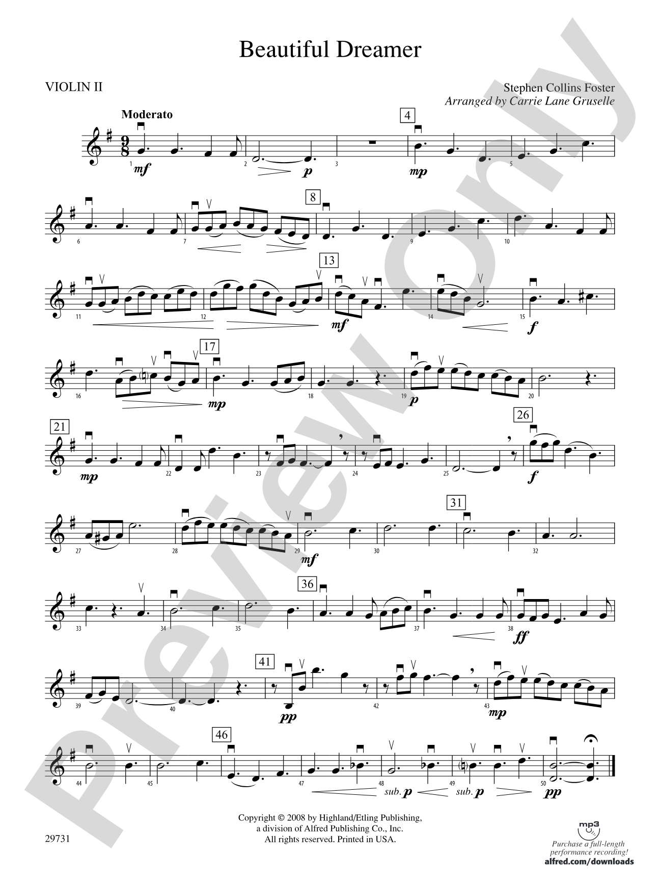 Beautiful Dreamer: 2nd Violin