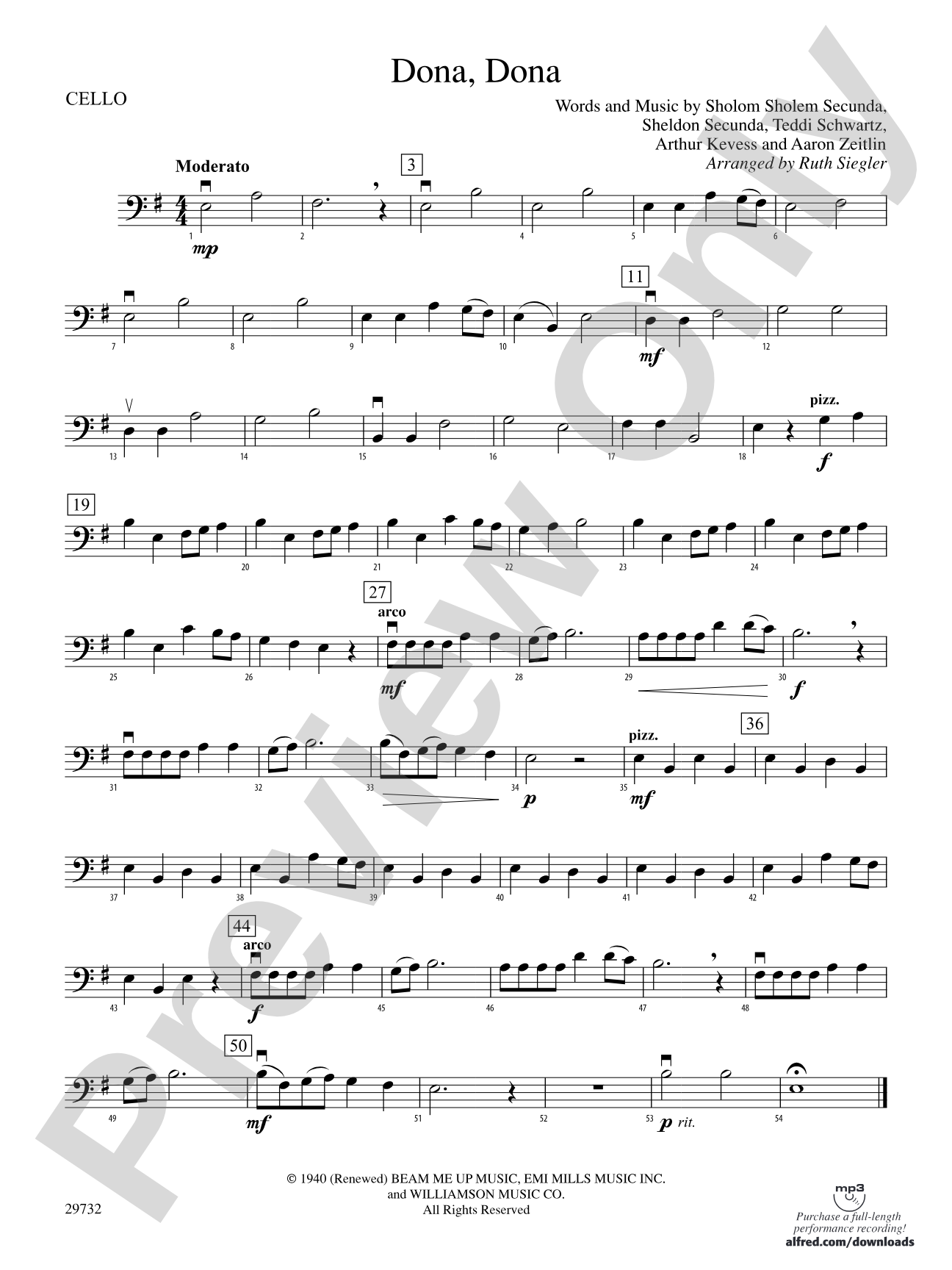 Dona Dona: Cello