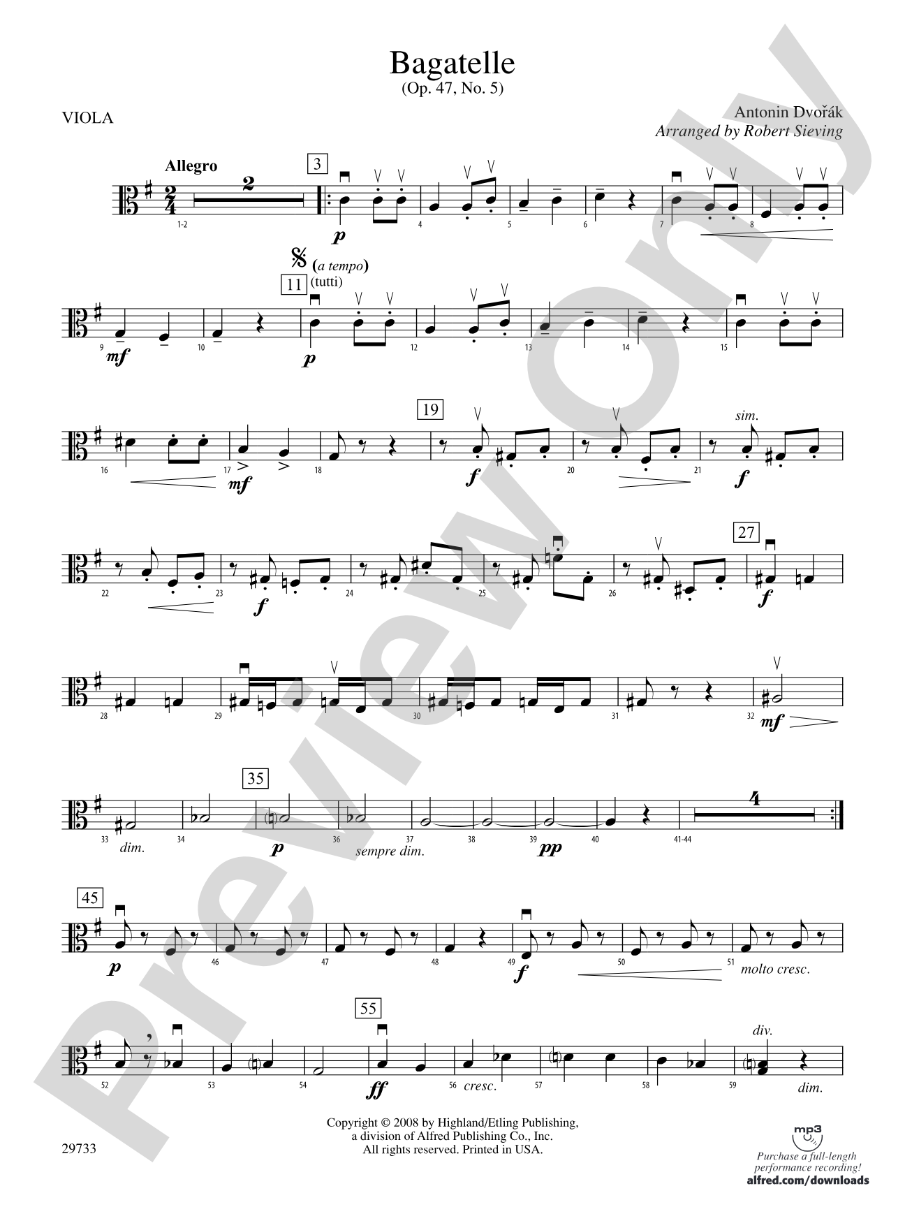 Bagatelle (from Op. 47, No. 5): Viola