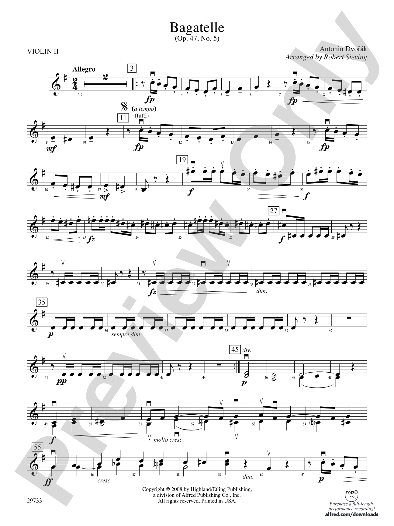 Bagatelle (from Op. 47, No. 5): 2nd Violin