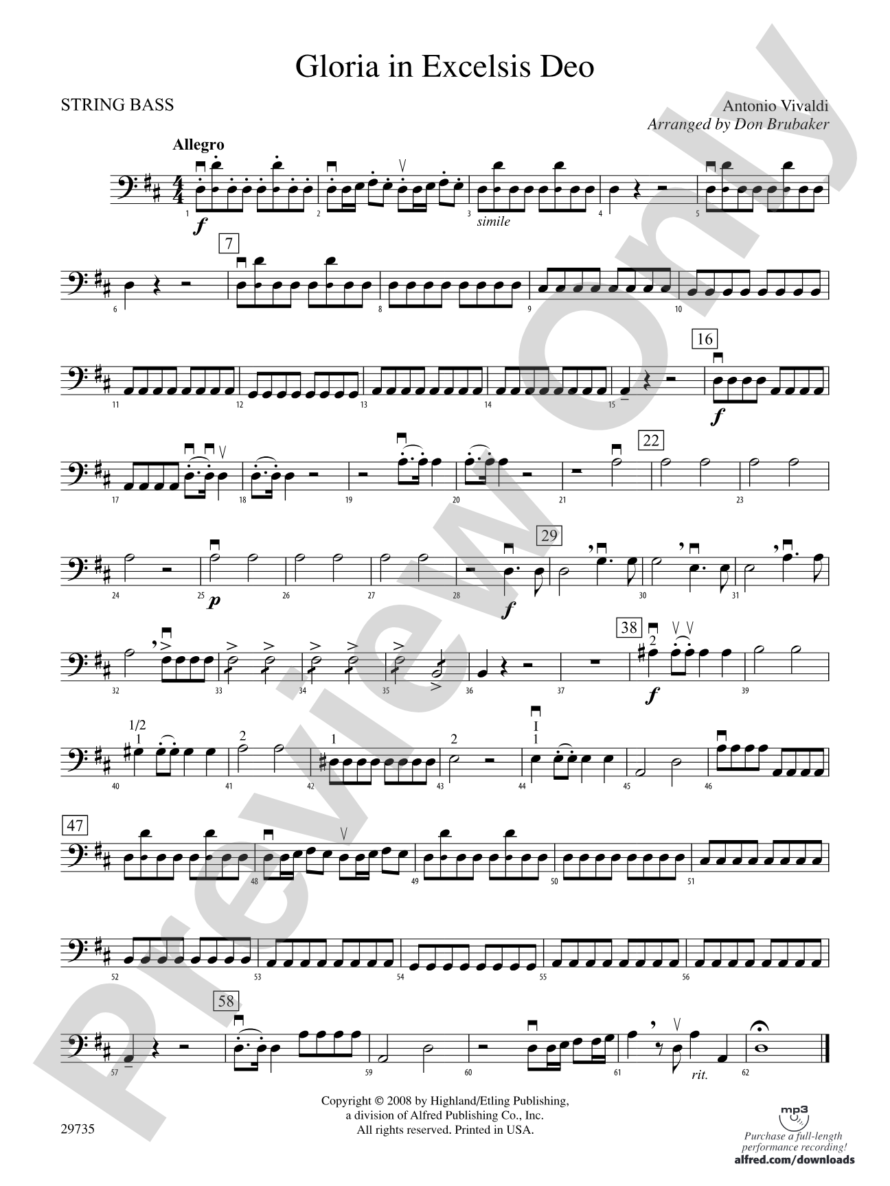 Gloria In Excelsis Deo: String Bass