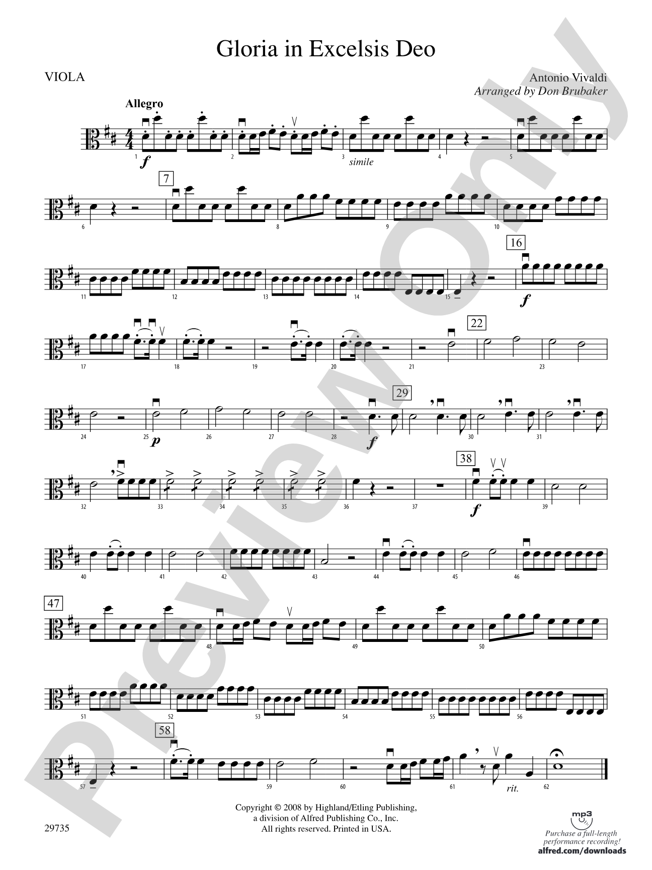 Gloria In Excelsis Deo: Viola