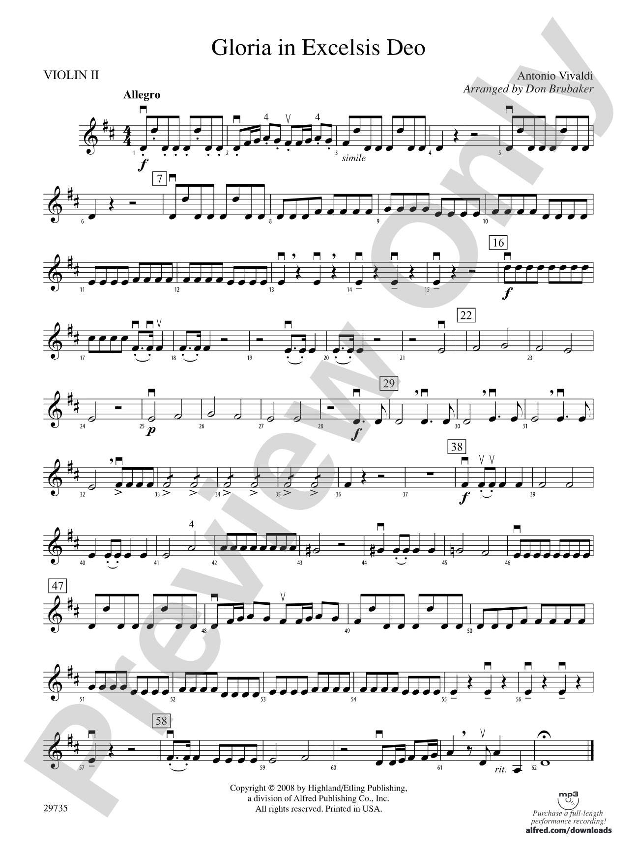 Gloria In Excelsis Deo: 2nd Violin