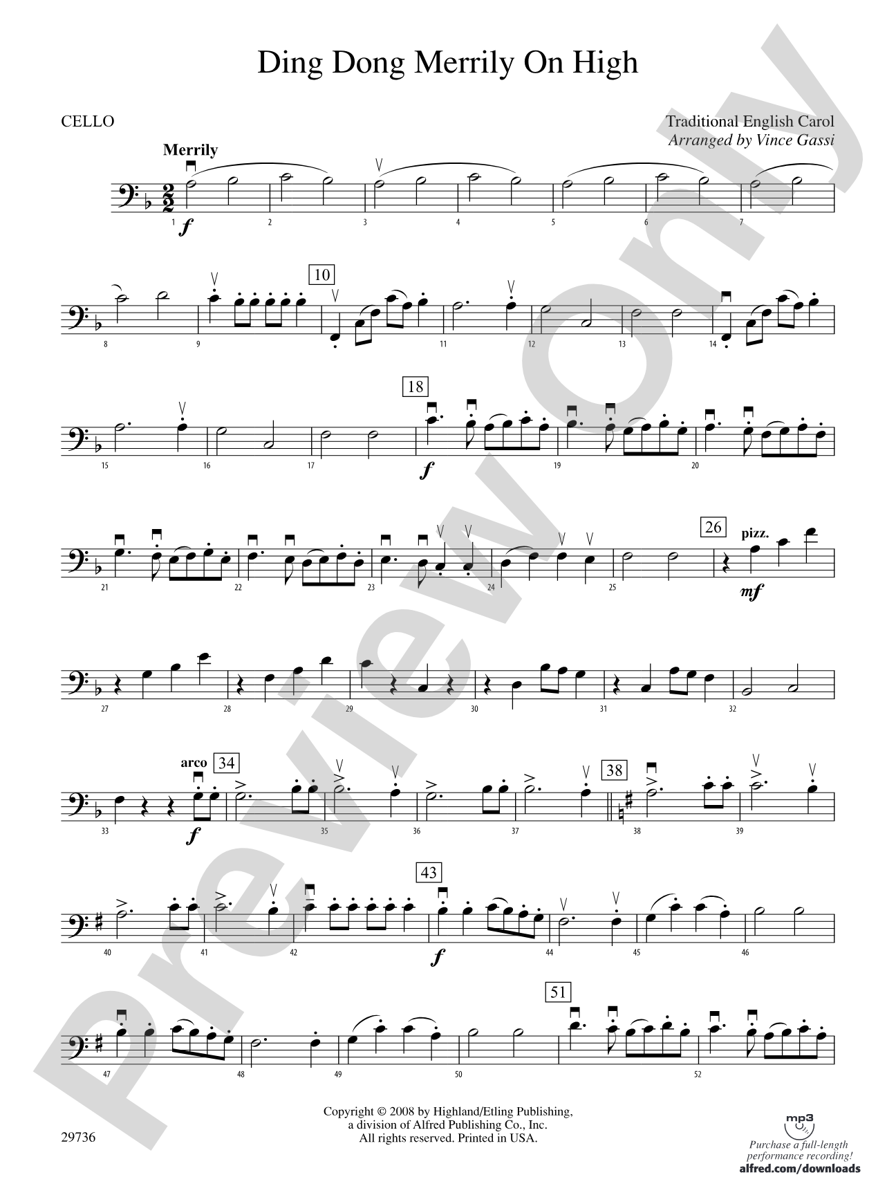 Ding Dong Merrily on High: Cello