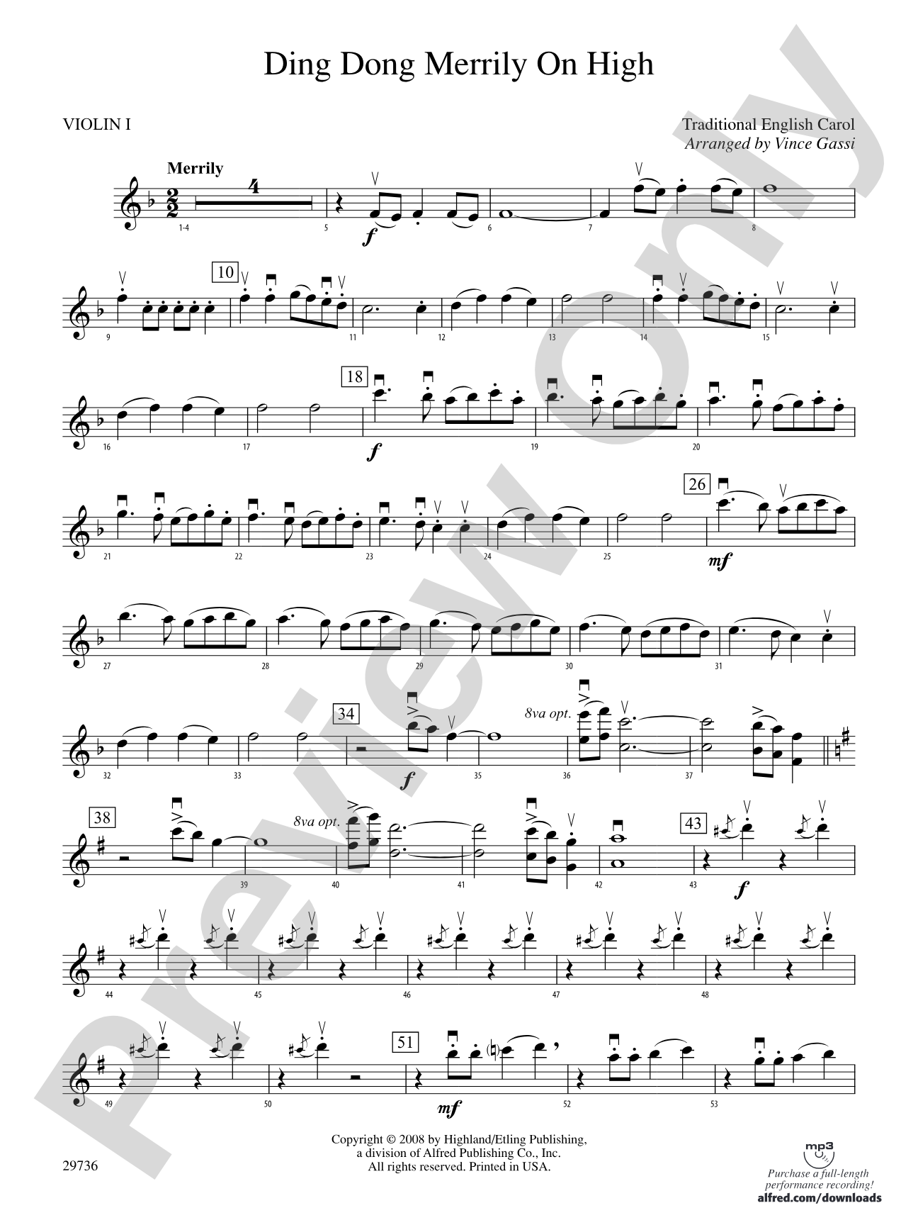 Ding Dong Merrily on High: 1st Violin