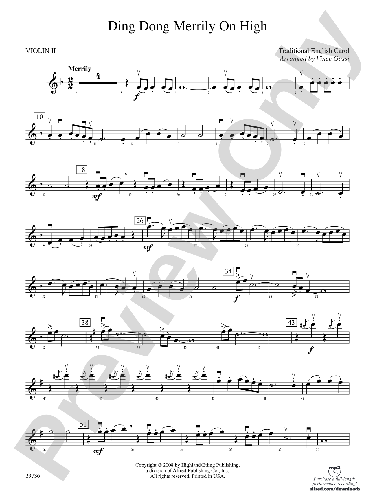 Ding Dong Merrily on High: 2nd Violin