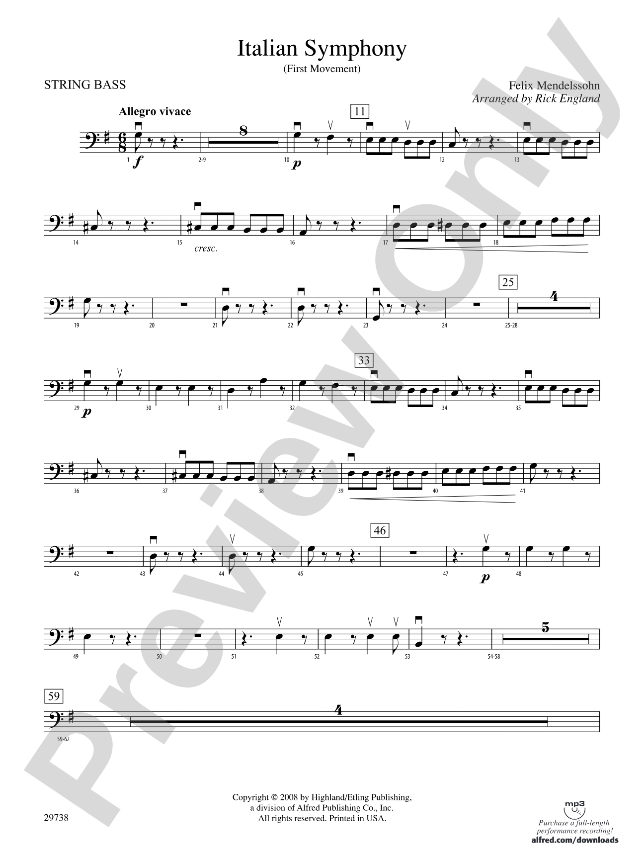 Italian Symphony (First Movement): String Bass