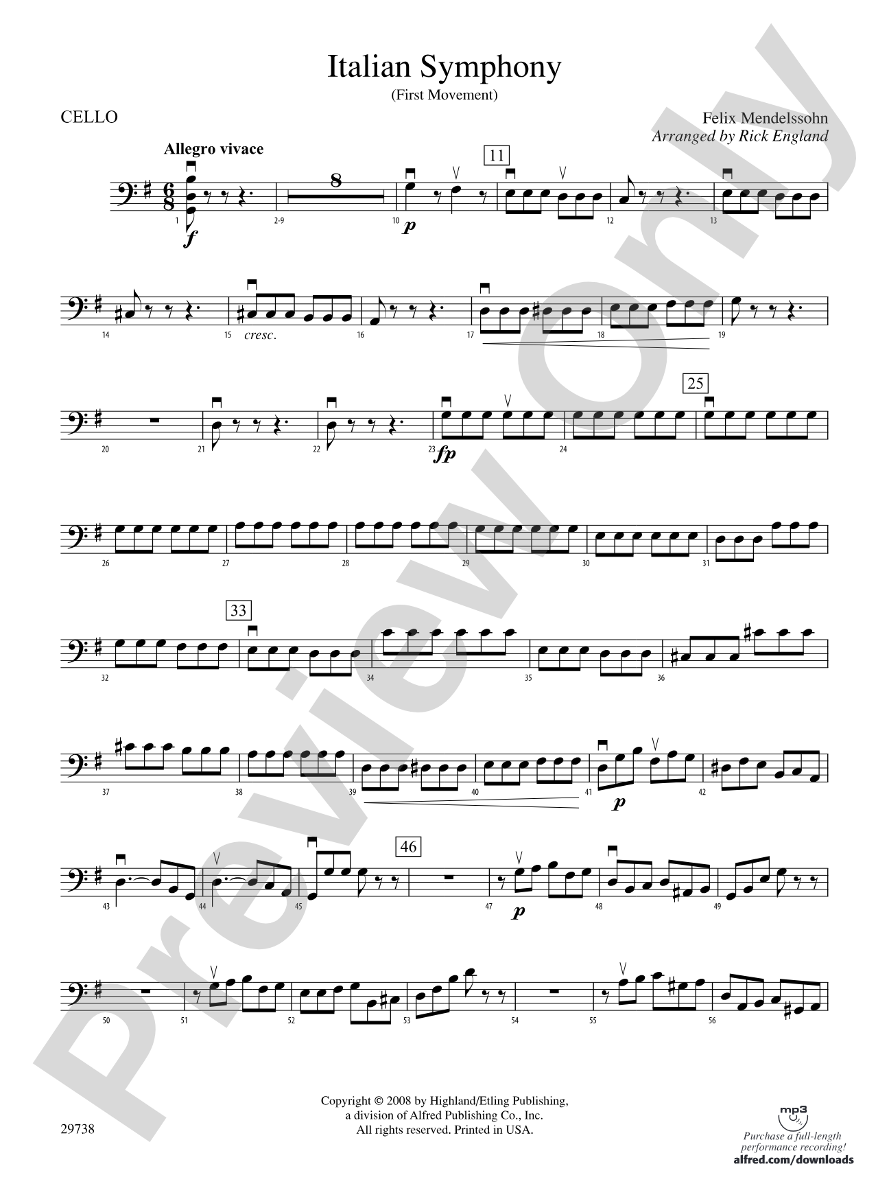 Italian Symphony (First Movement): Cello