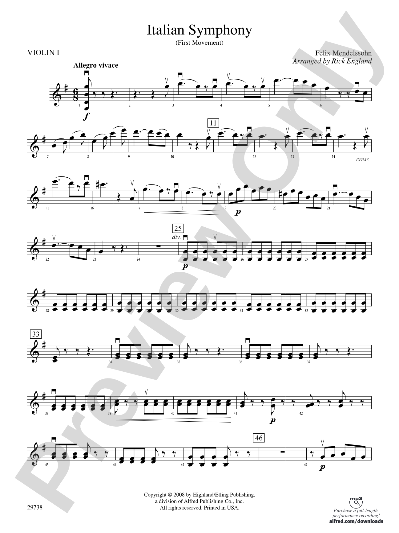 Italian Symphony (First Movement): 1st Violin