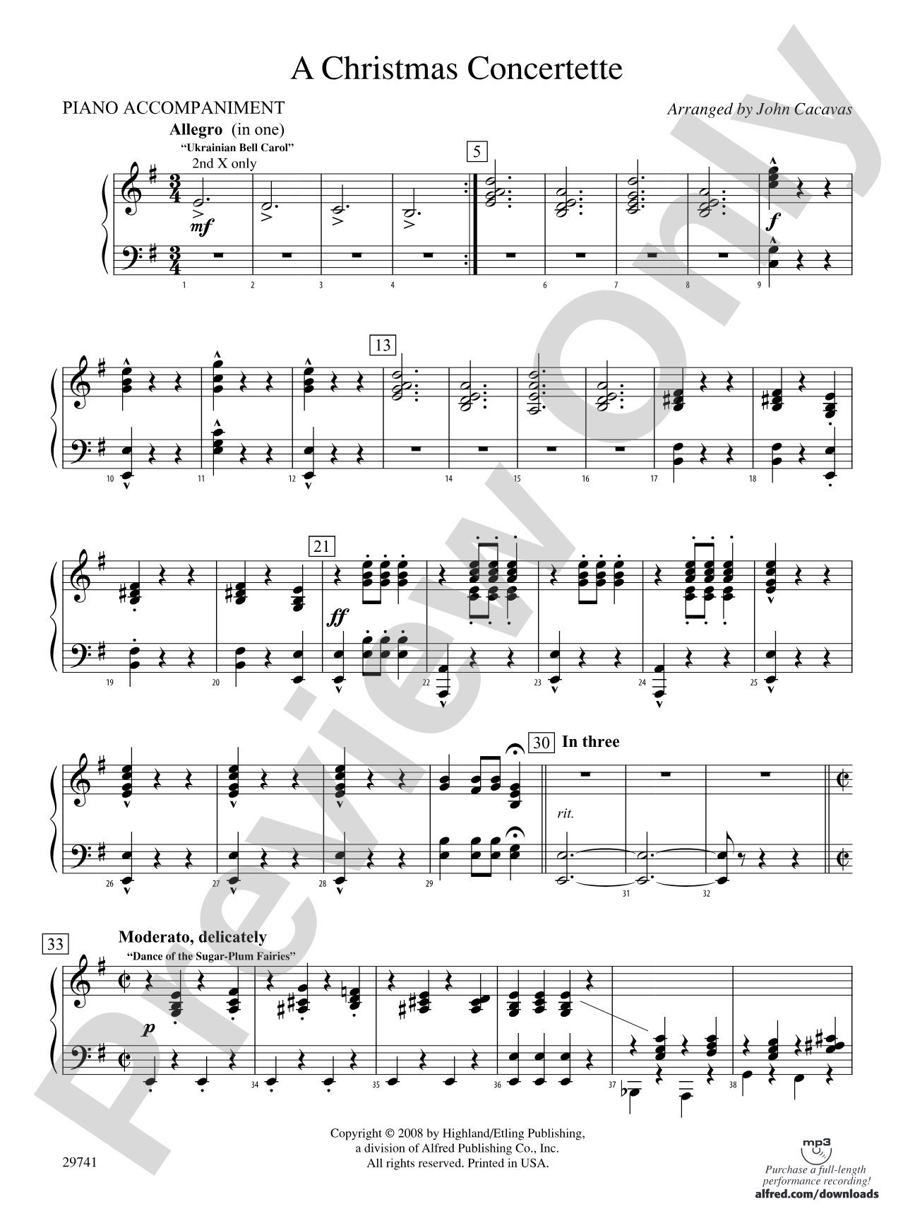 A Christmas Concertette: Piano Accompaniment