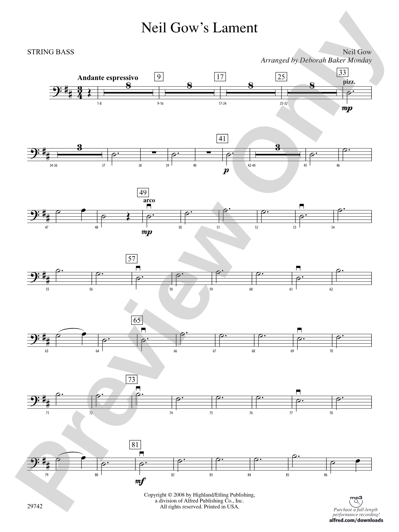 Neil Gow's Lament: String Bass