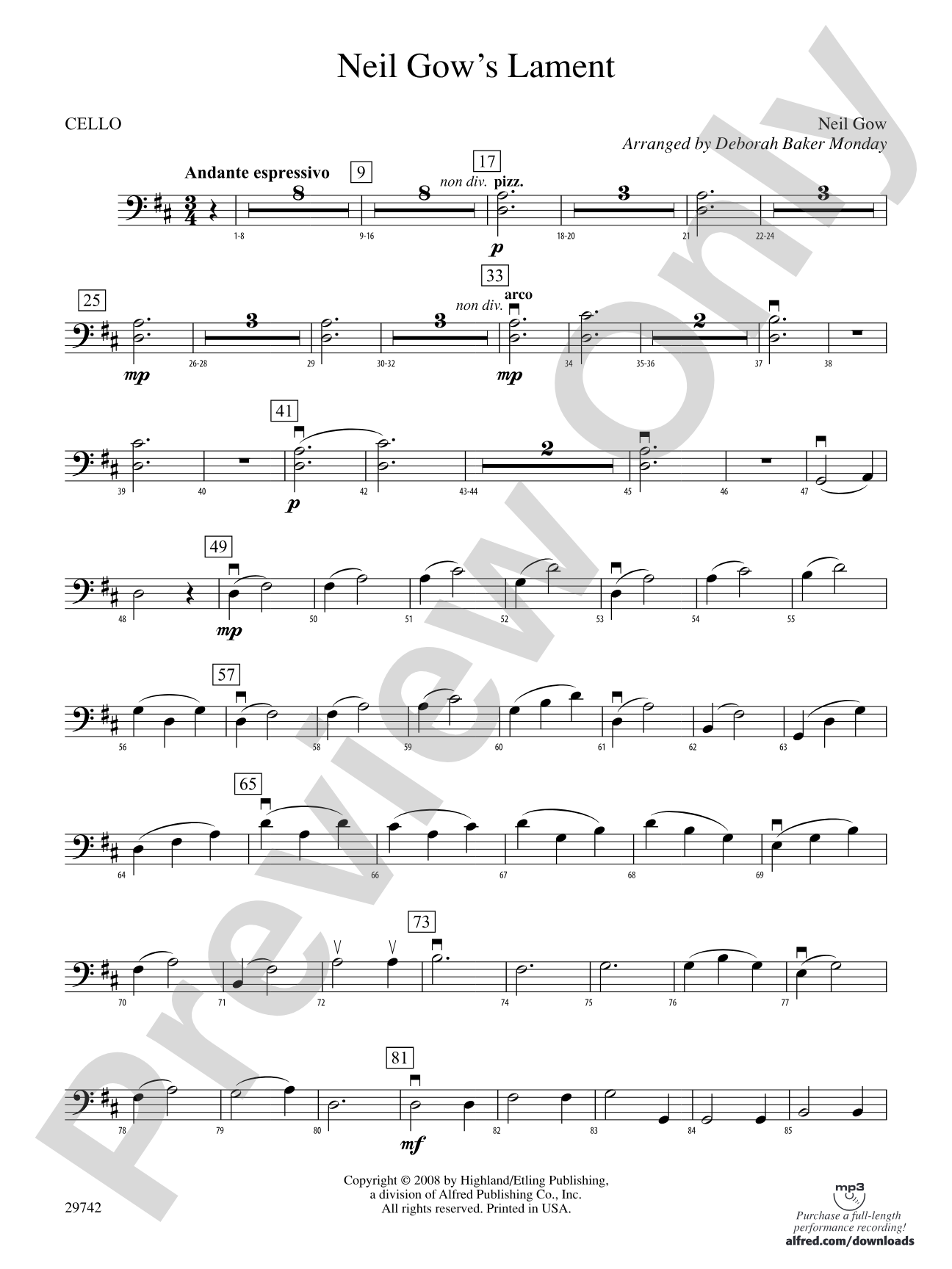 Neil Gow's Lament: Cello