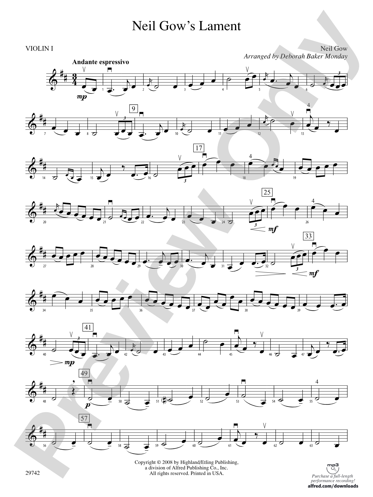 Neil Gow's Lament: 1st Violin