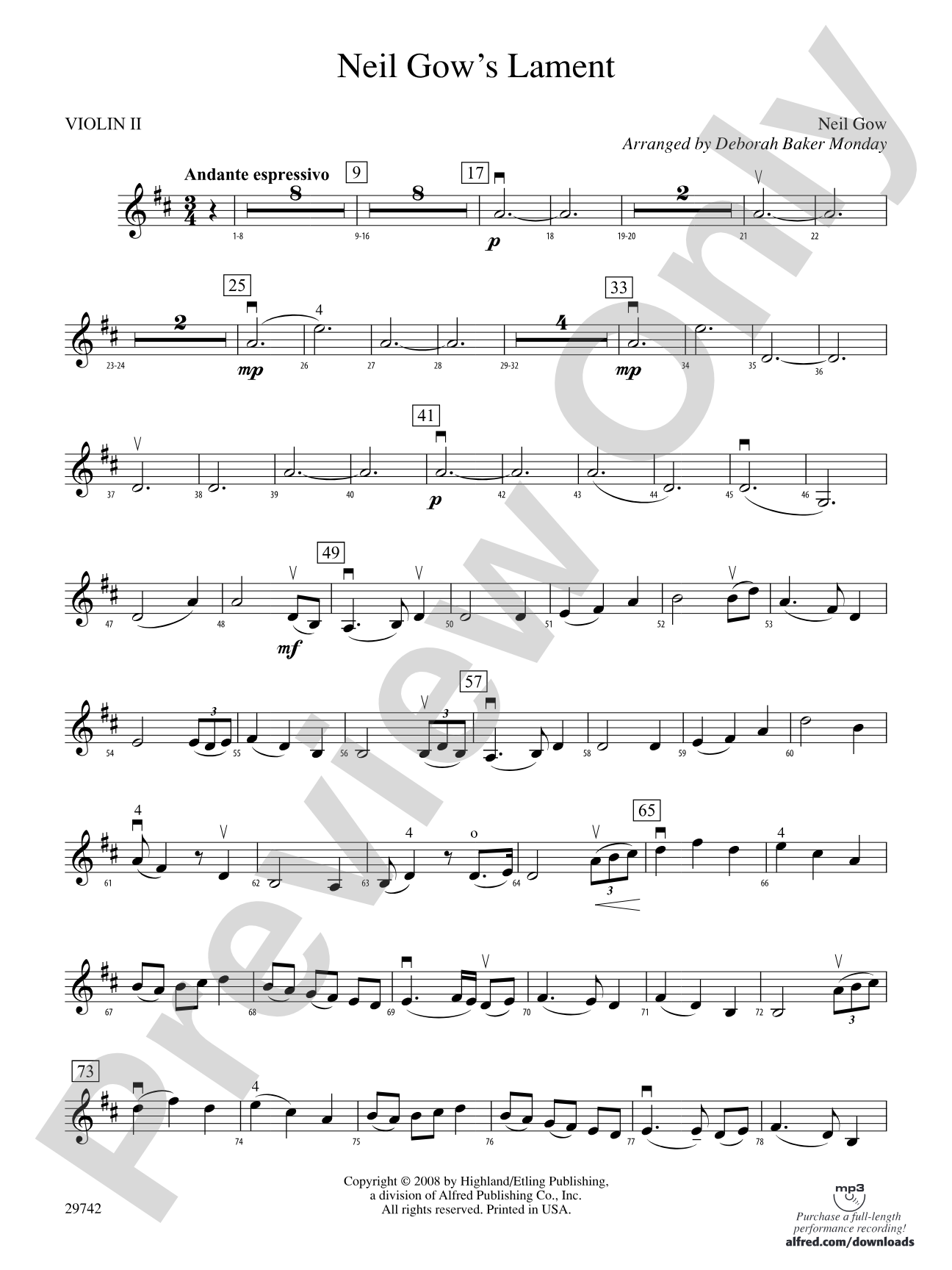 Neil Gow's Lament: 2nd Violin