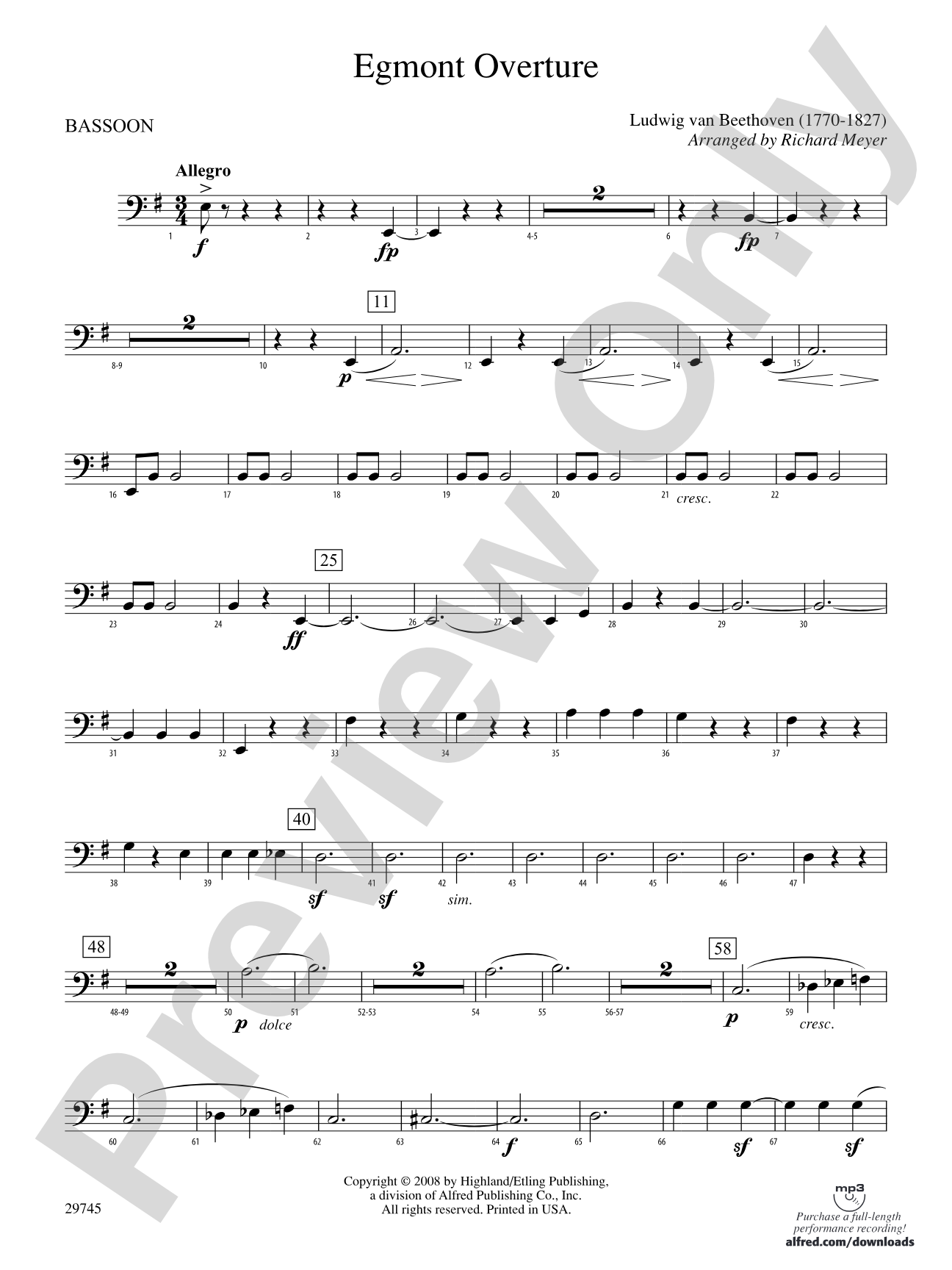 Egmont Overture: Bassoon