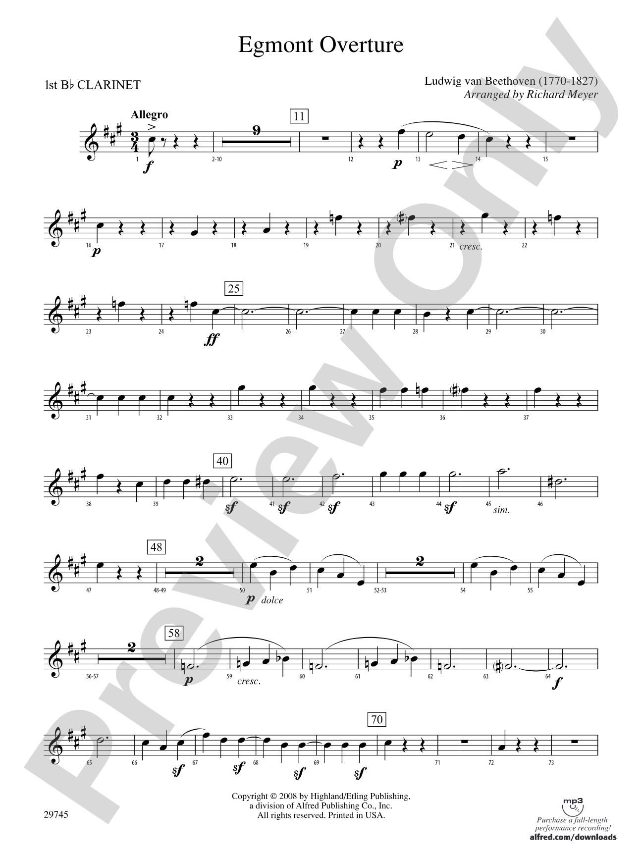 Egmont Overture: 1st B-flat Clarinet