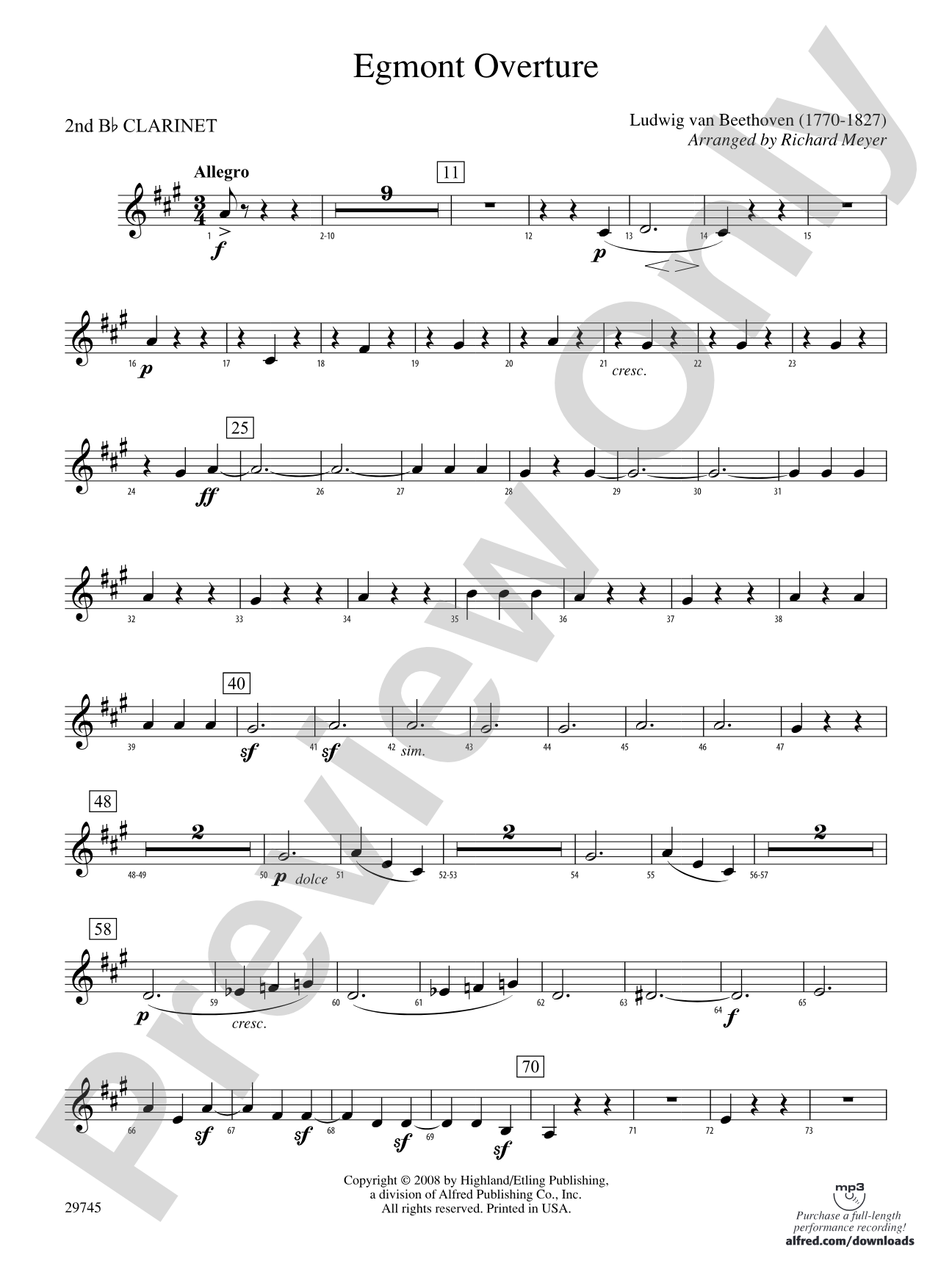 Egmont Overture: 2nd B-flat Clarinet