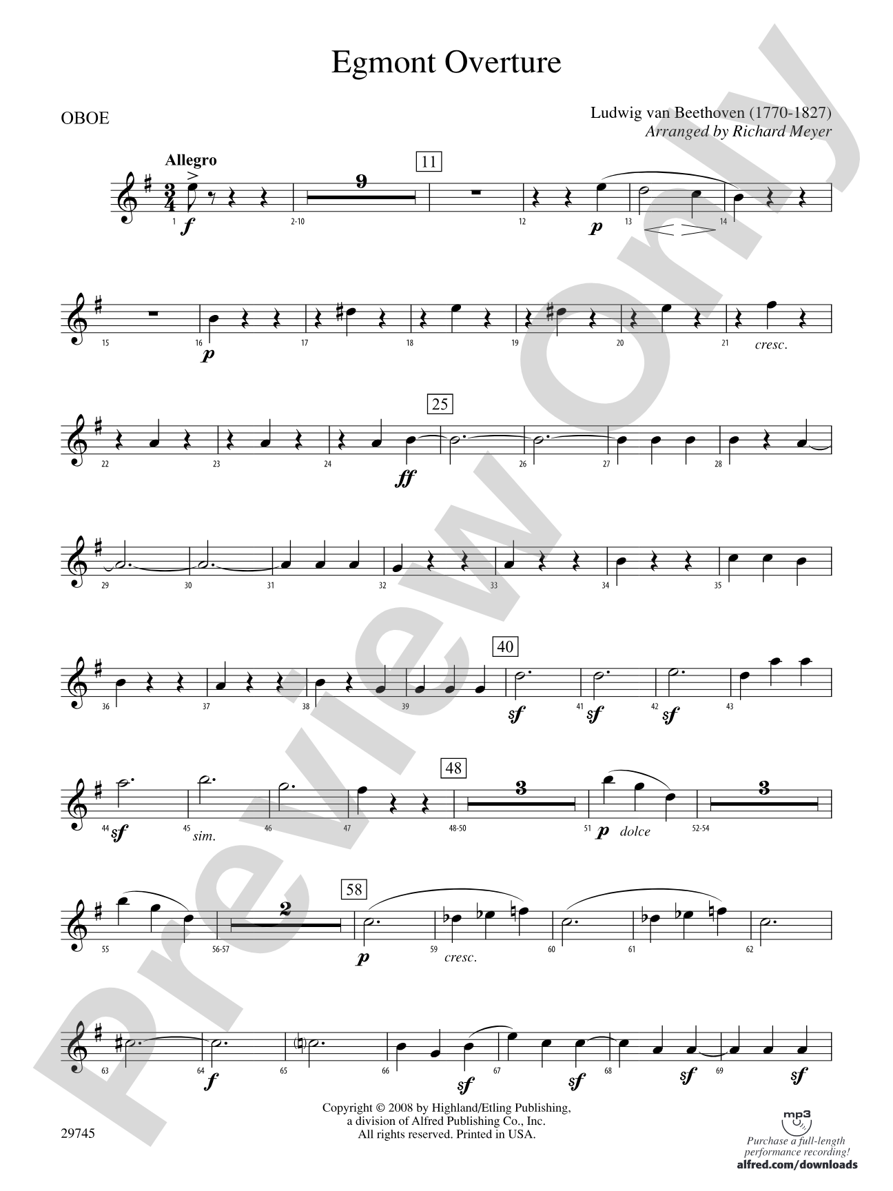 Egmont Overture: Oboe