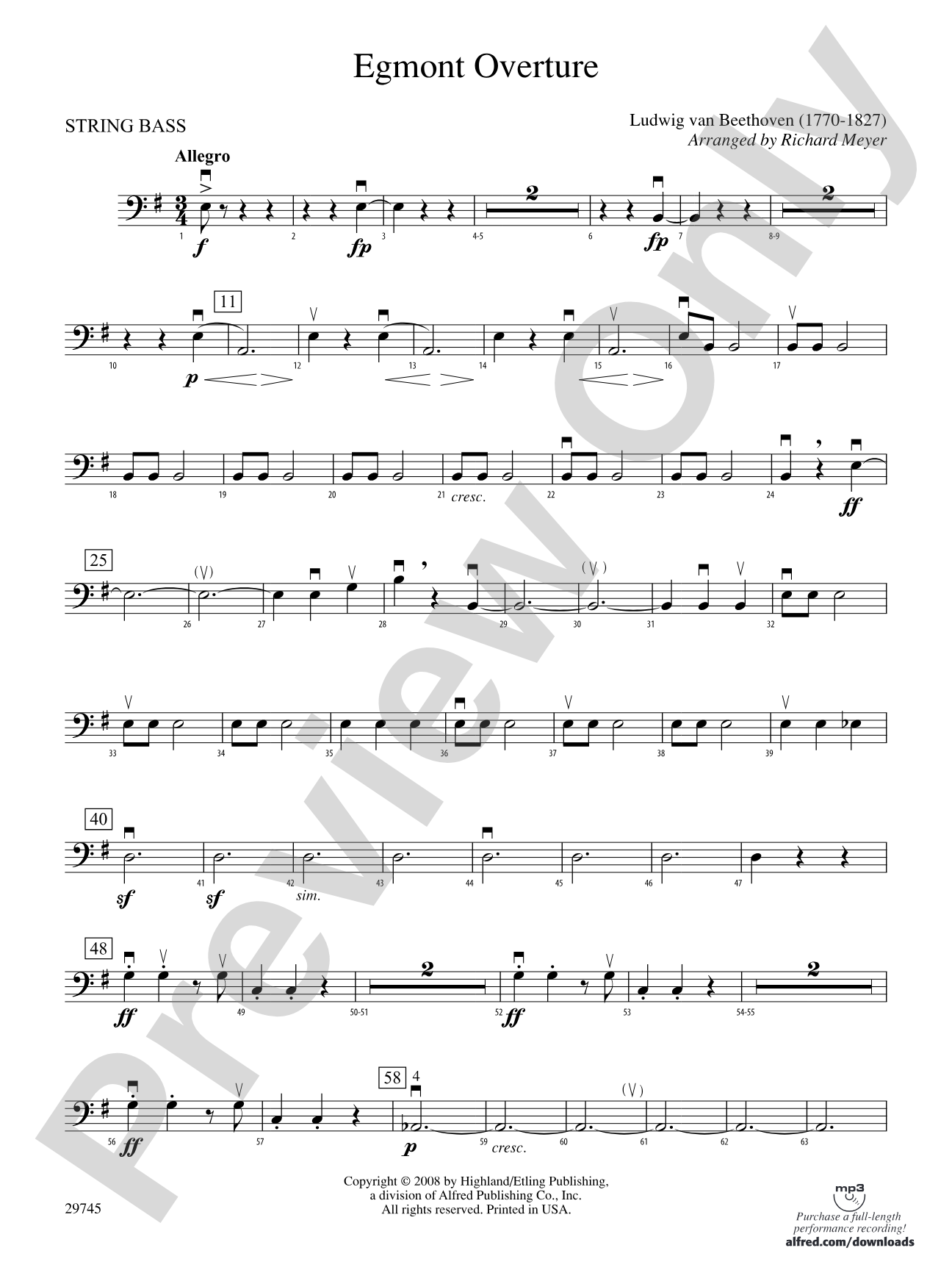 Egmont Overture: String Bass